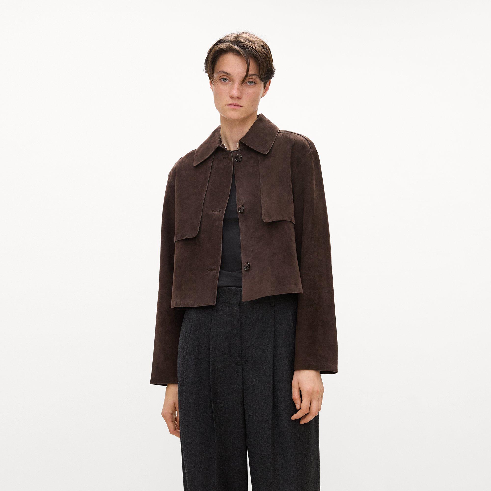 Cropped Trench Coat in Suede