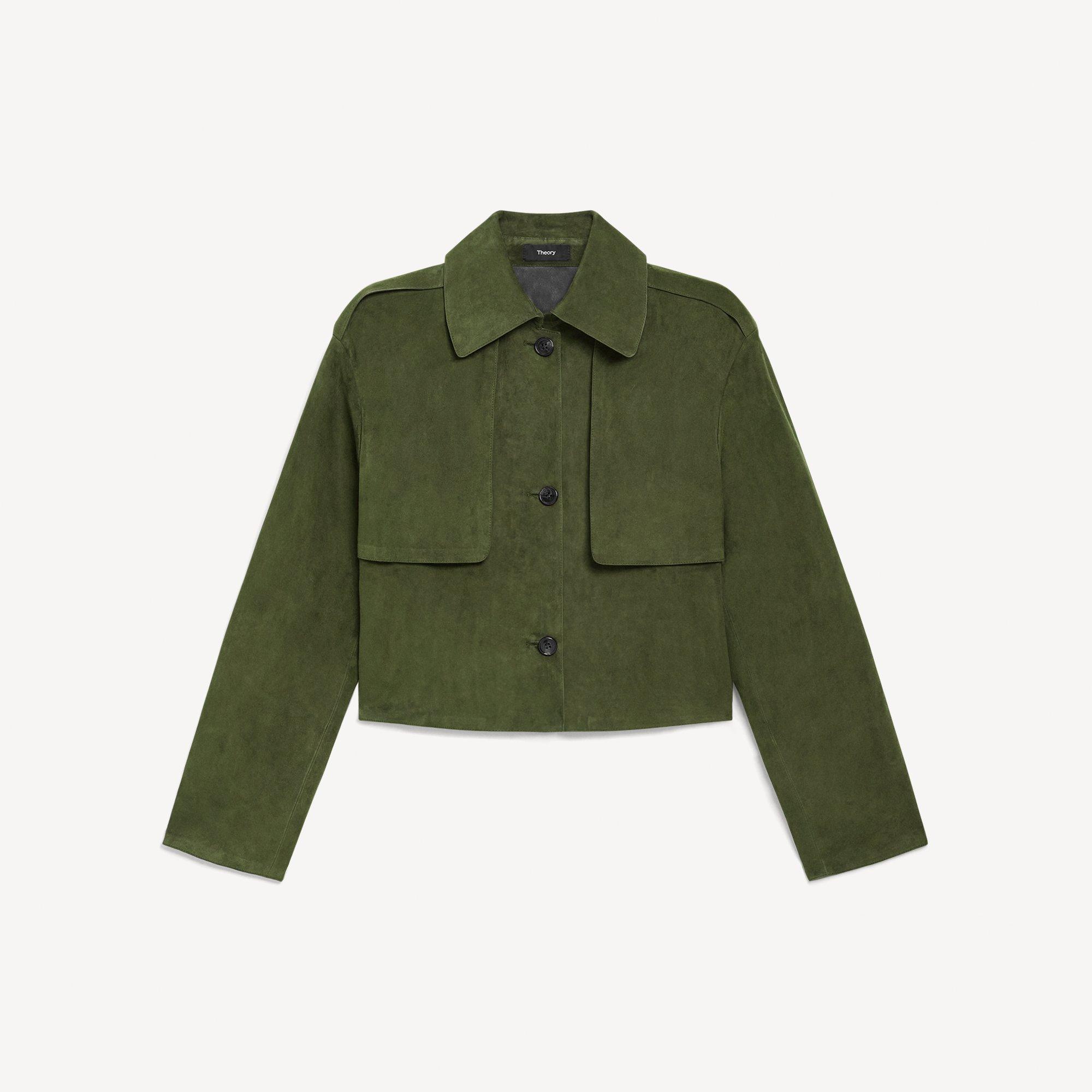 Cropped Trench Coat in Suede
