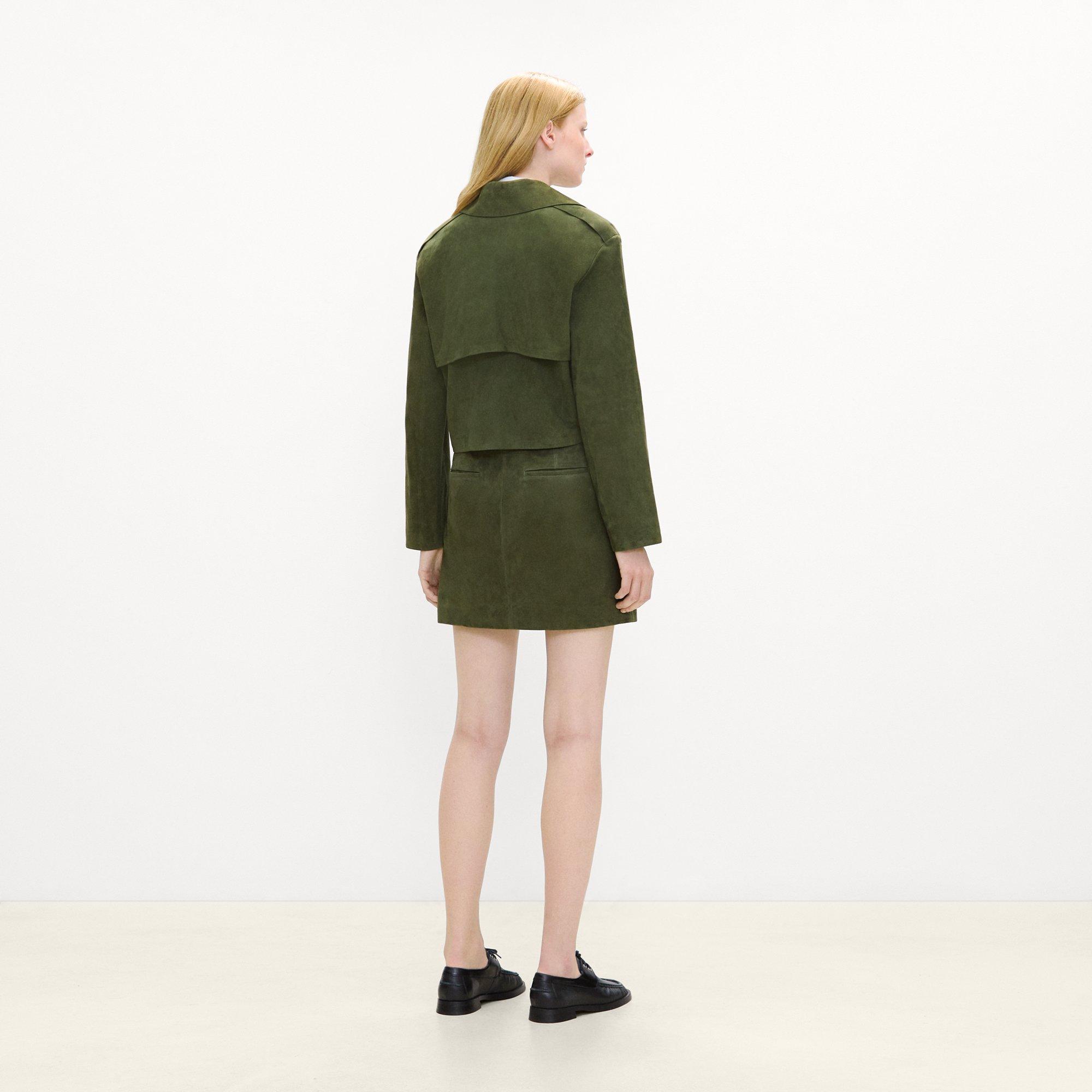 Cropped Trench Coat in Suede