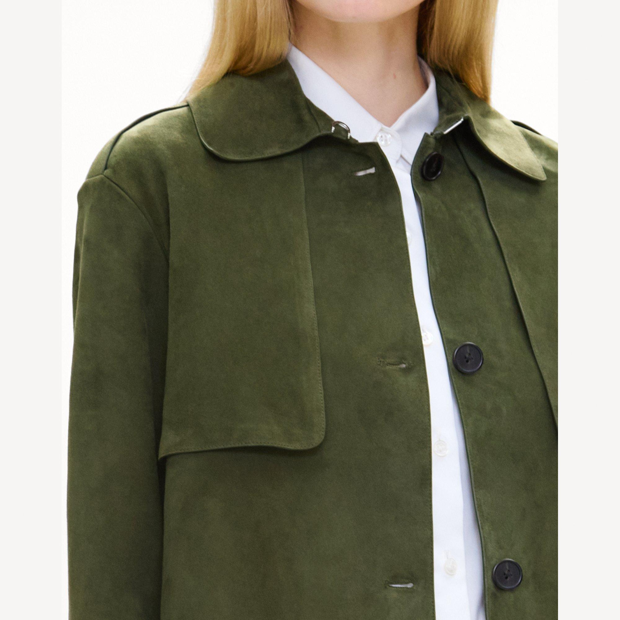 Cropped Trench Coat in Suede