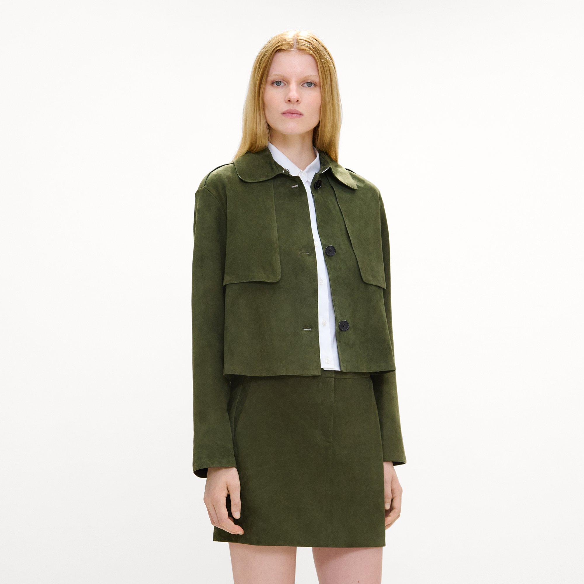 Cropped Trench Coat in Suede