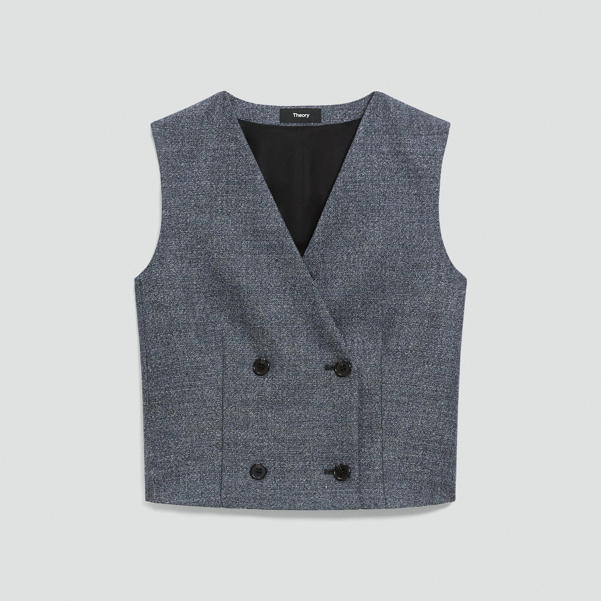 Shrunken Double-Breasted Vest in Marled Flannel