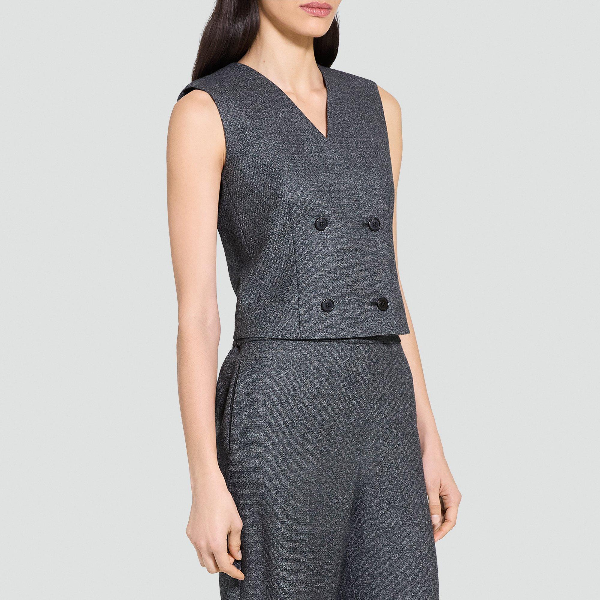Shrunken Double-Breasted Vest in Marled Flannel