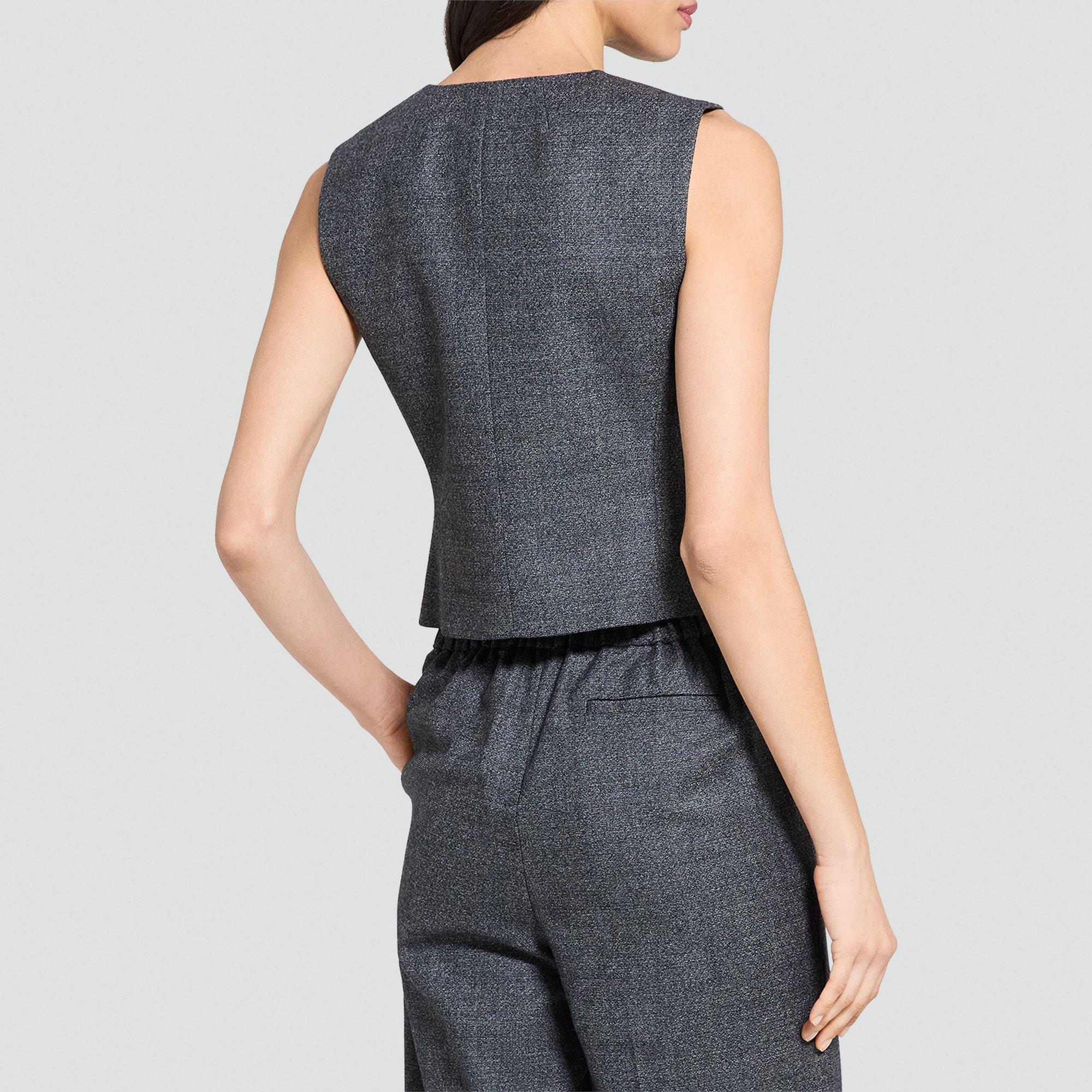 Shrunken Double-Breasted Vest in Marled Flannel