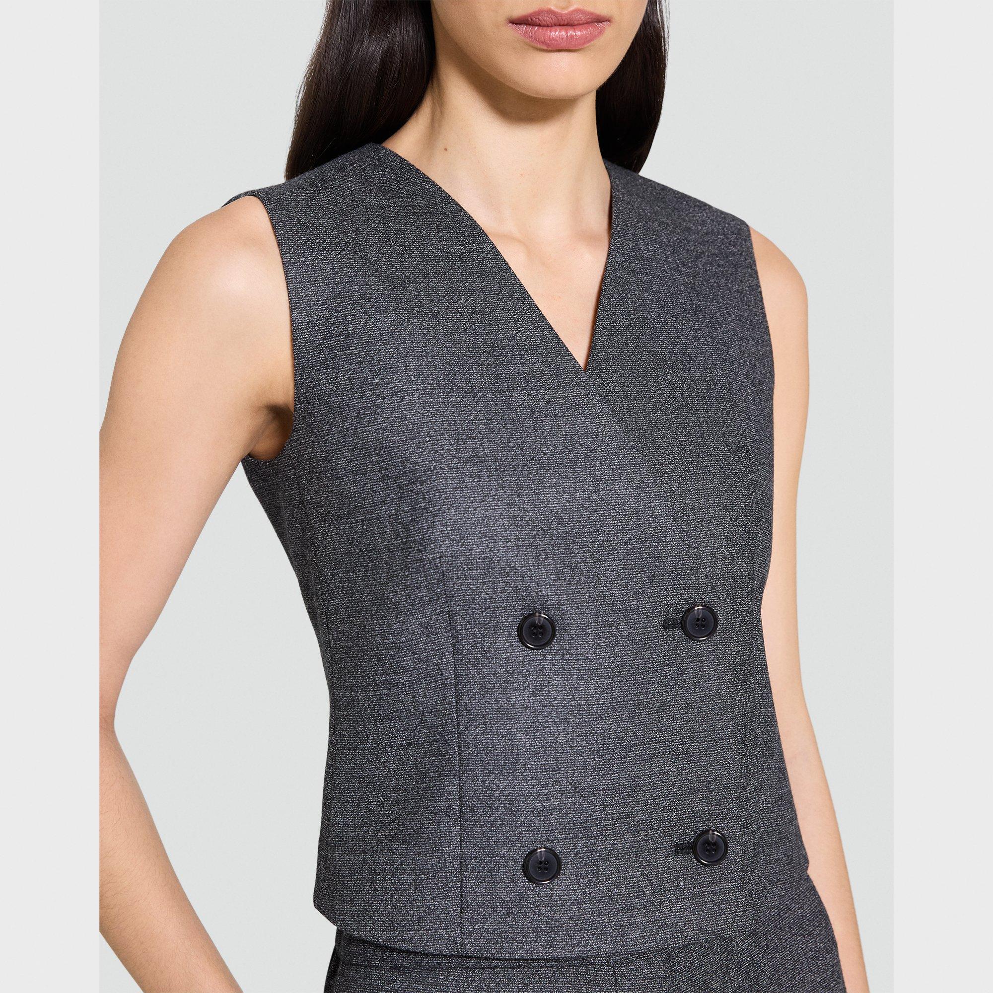 Shrunken Double-Breasted Vest in Marled Flannel