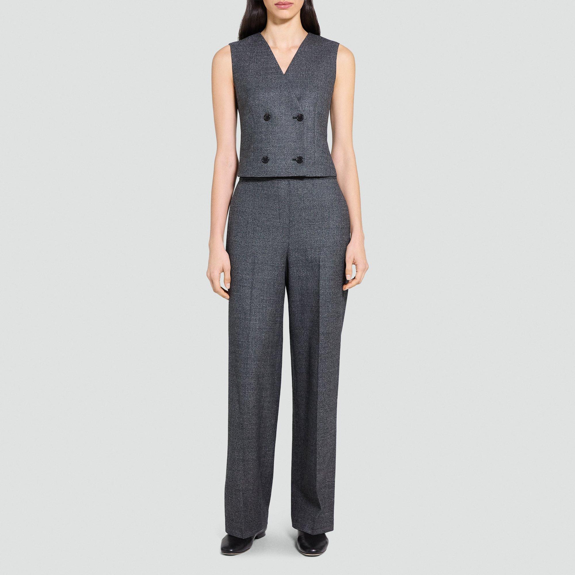 Shrunken Double-Breasted Vest in Marled Flannel