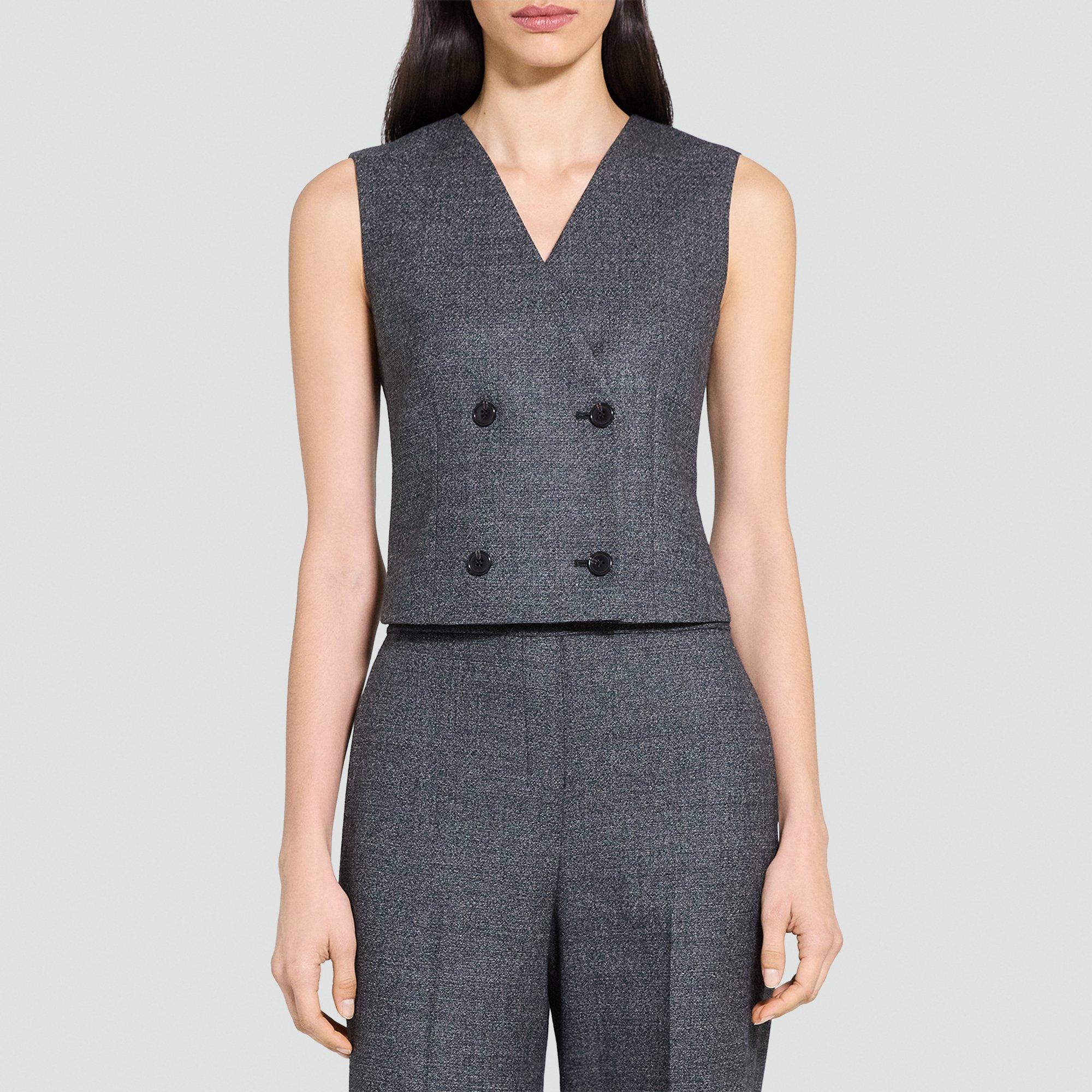 Shrunken Double-Breasted Vest in Marled Flannel
