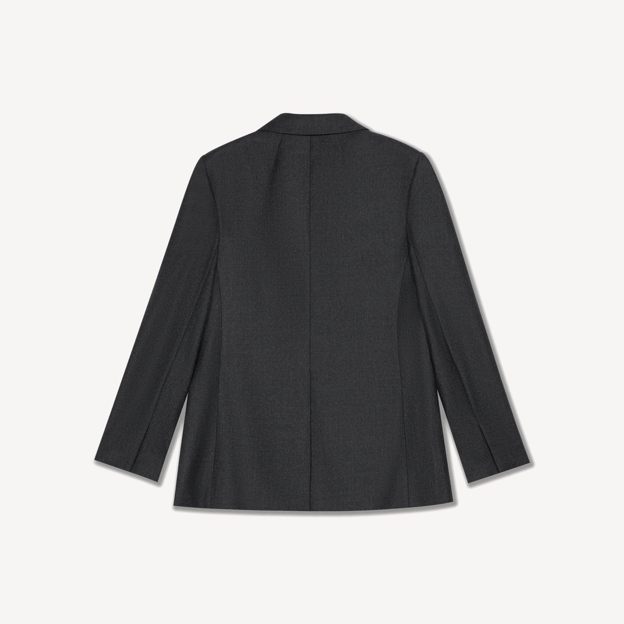 Relaxed Double-Breasted Blazer in Sleek Flannel