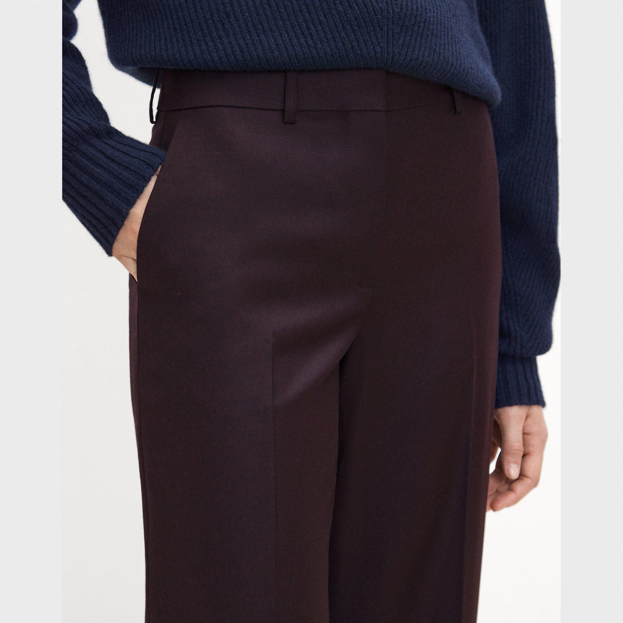 Classic Straight Trousers in Sleek Flannel