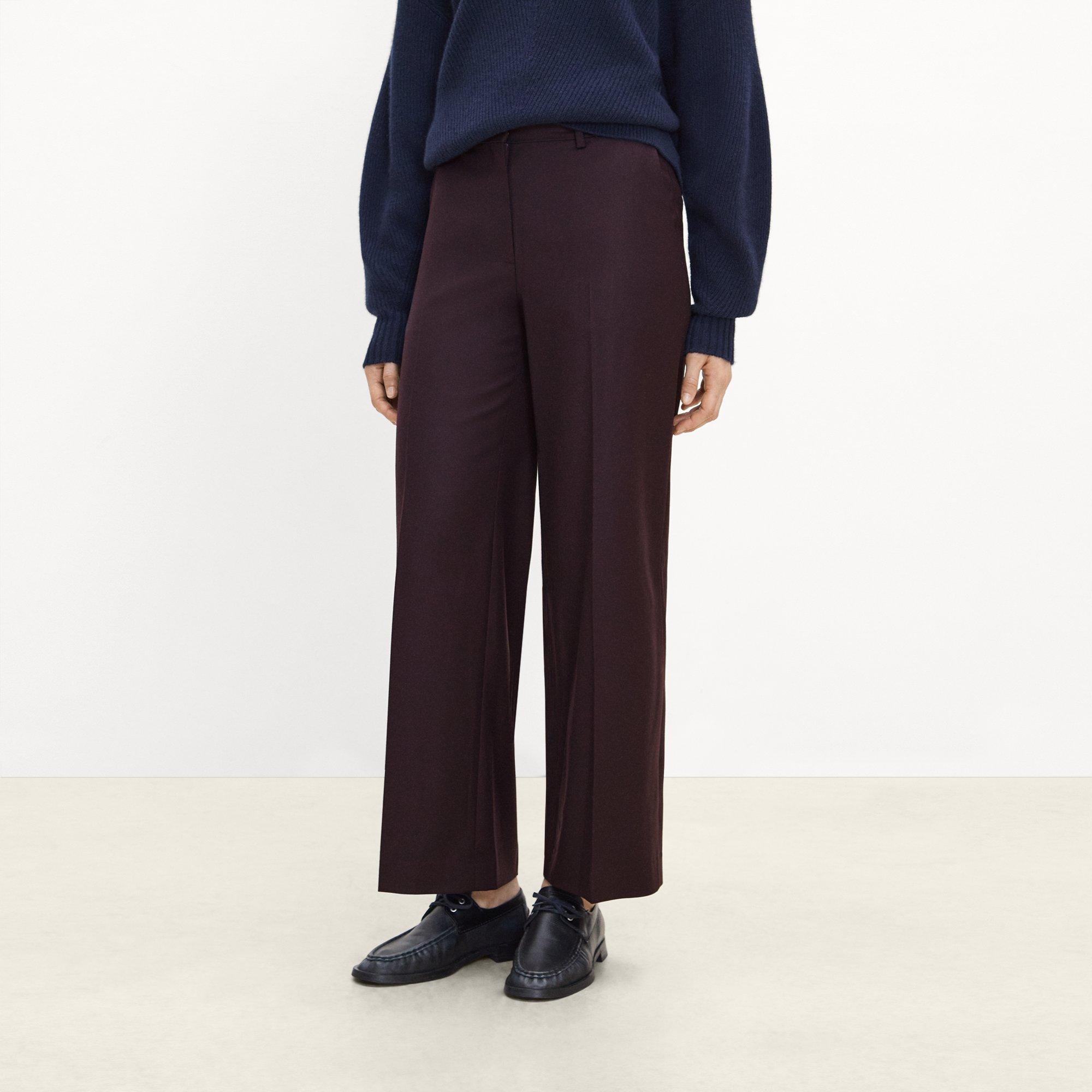 Classic Straight Trousers in Sleek Flannel