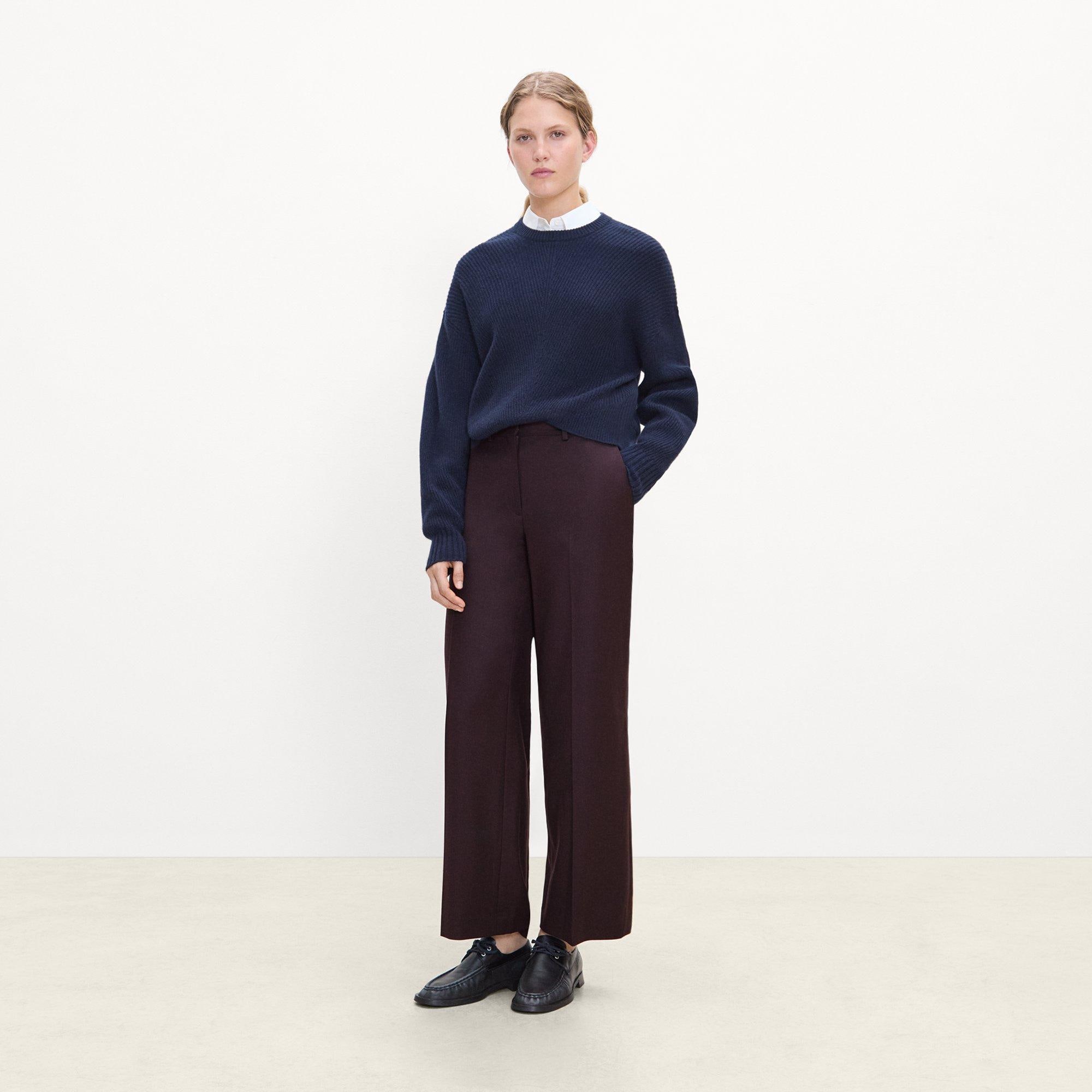 Classic Straight Trousers in Sleek Flannel