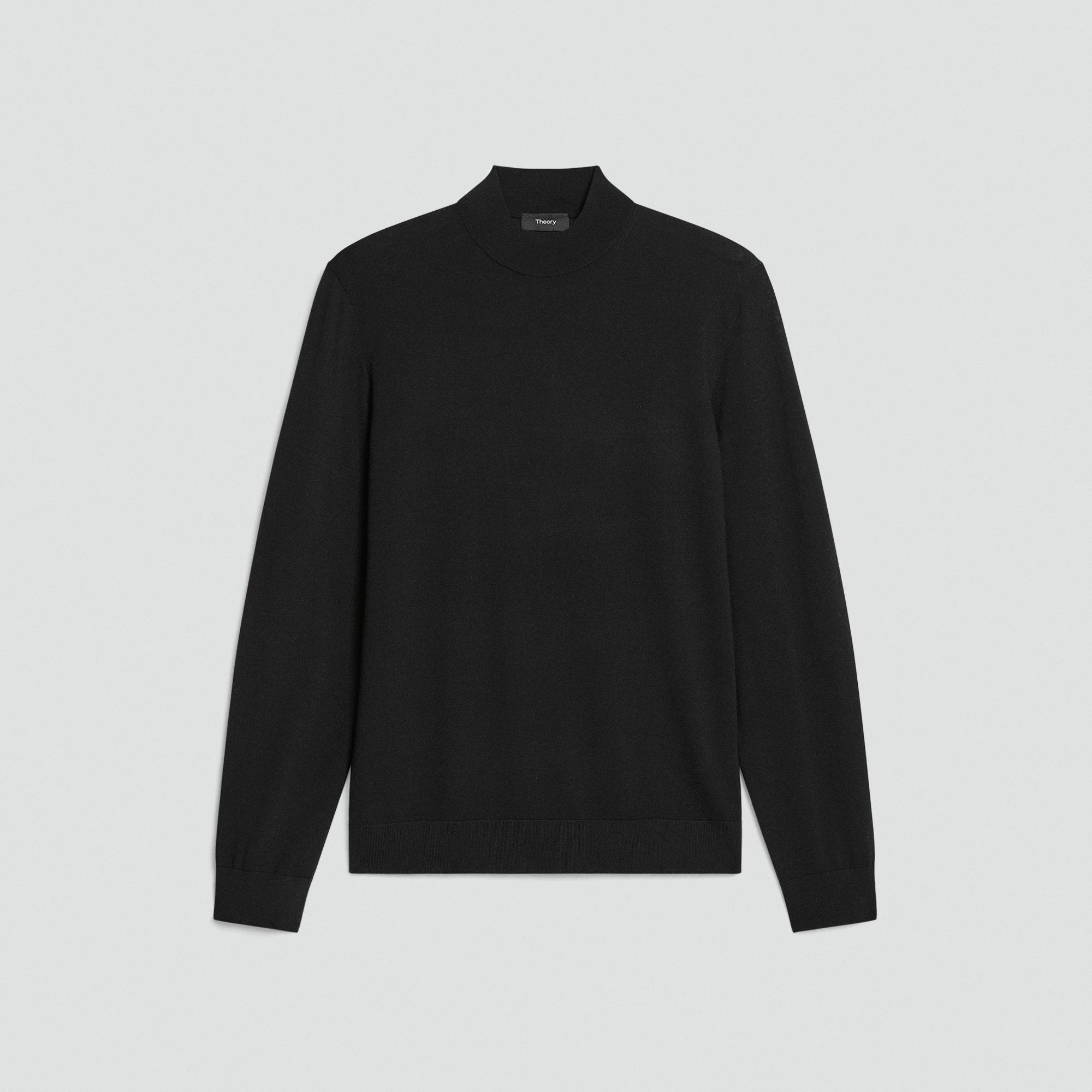 Black Mock Neck Sweater in Regal Wool | Women's Wool Sweater | Theory