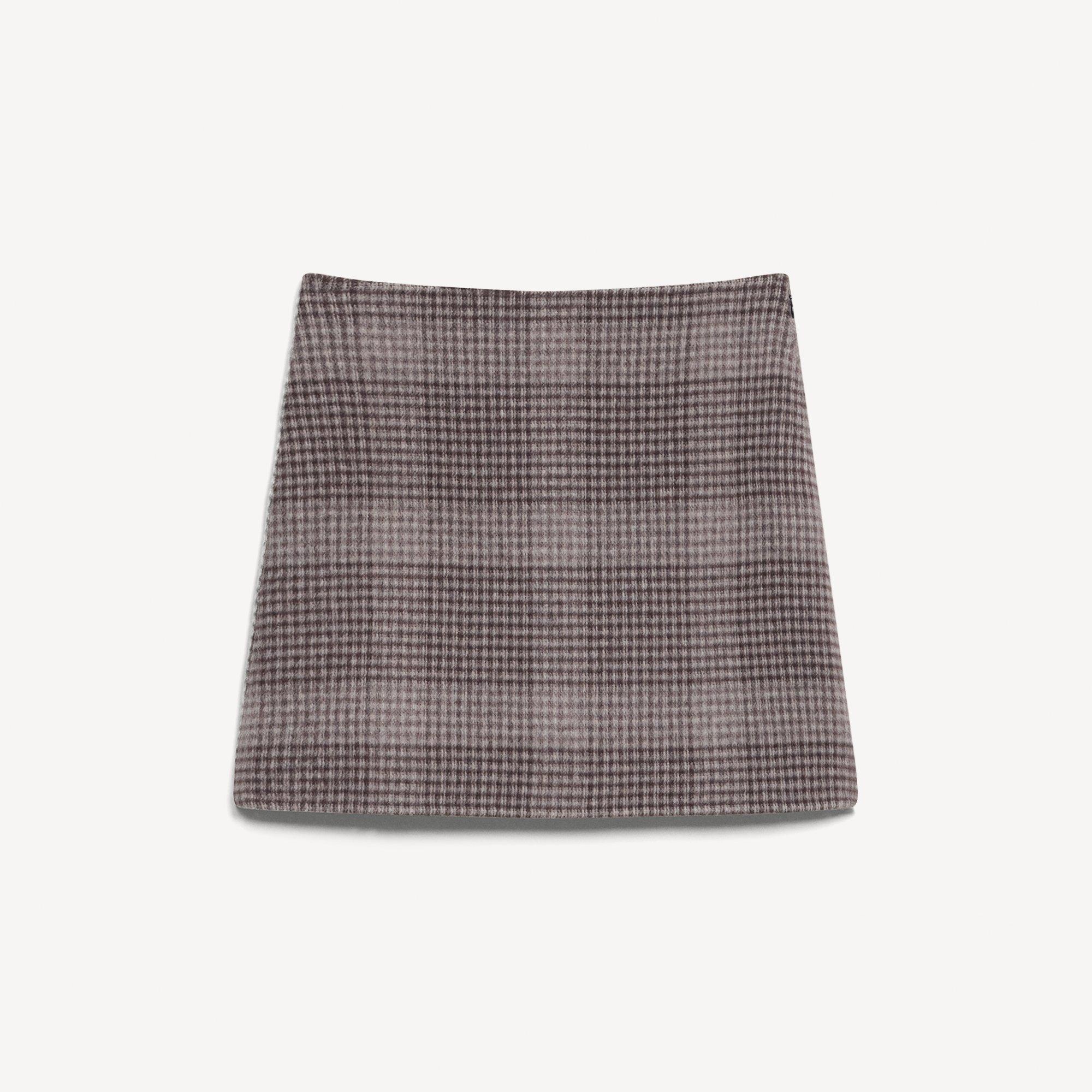 A-Line Mini Skirt in Plaid Wool-Cashmere