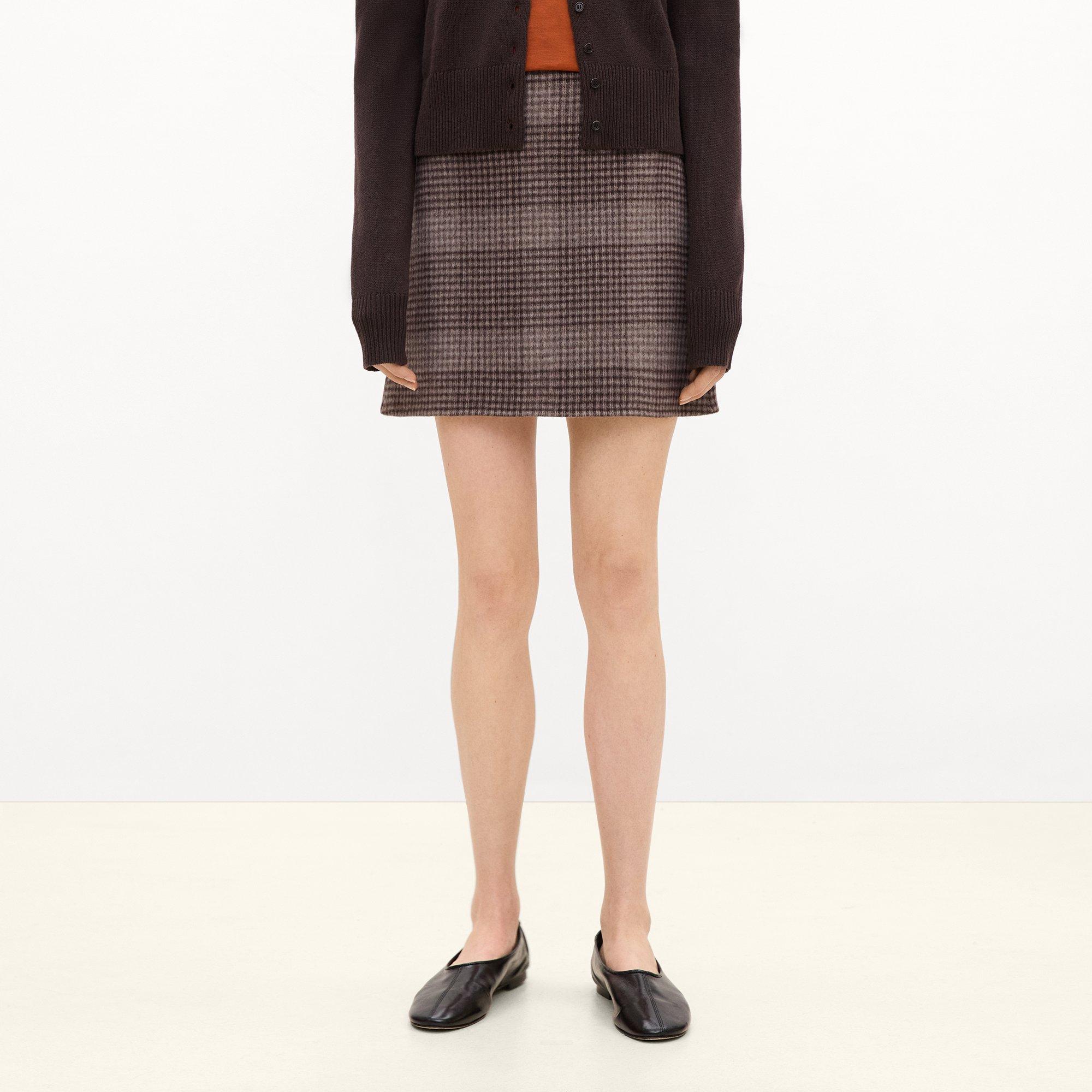 A-Line Mini Skirt in Plaid Wool-Cashmere