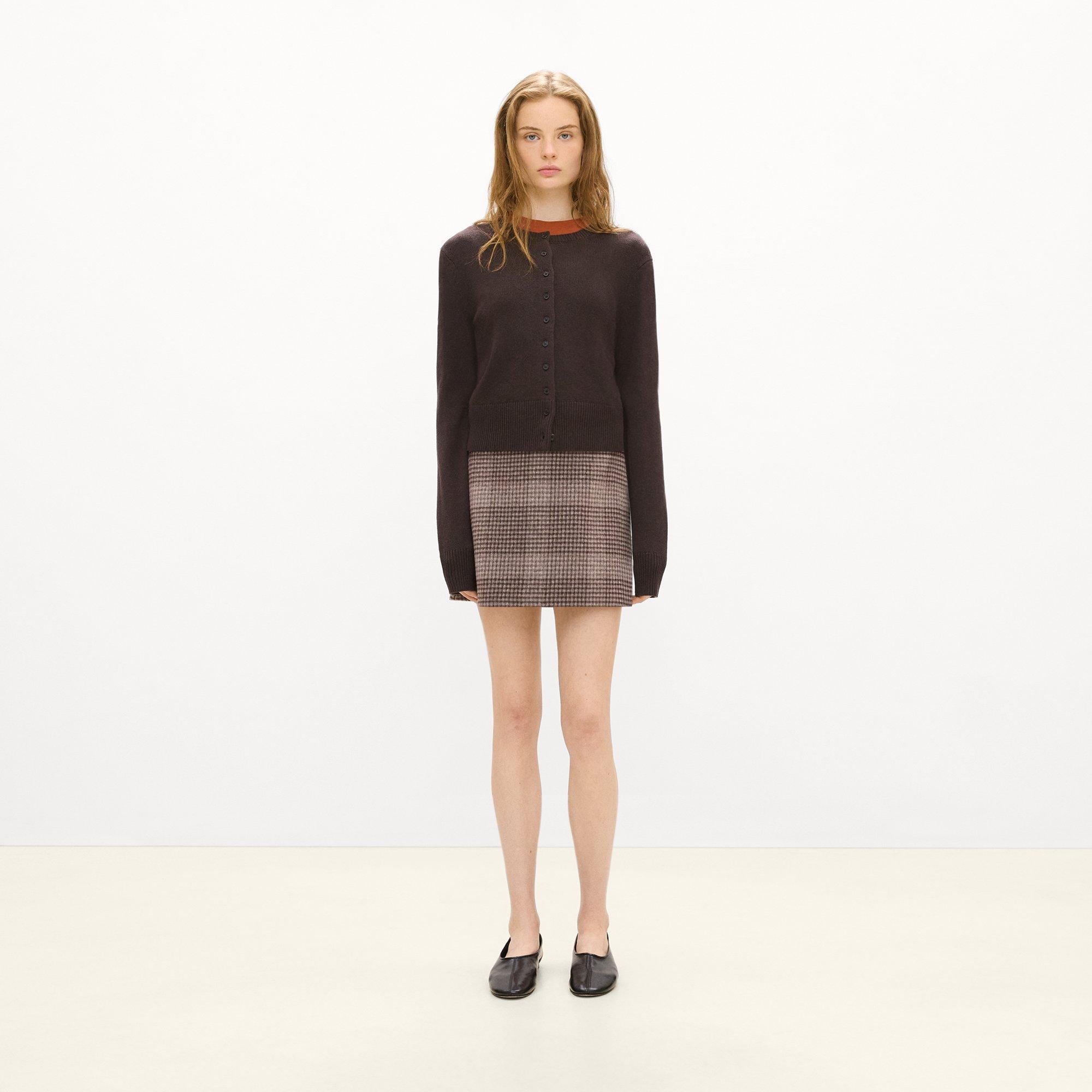 A-Line Mini Skirt in Plaid Wool-Cashmere