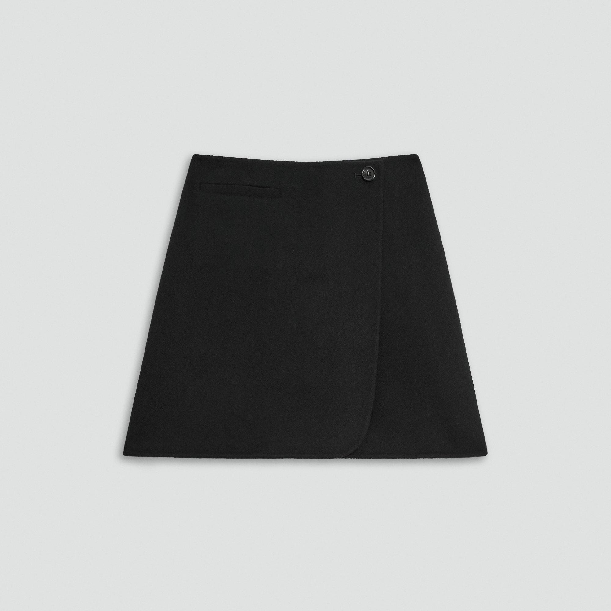 Black Wrap Skirt in Double-Face Wool-Cashmere | Women's Wool