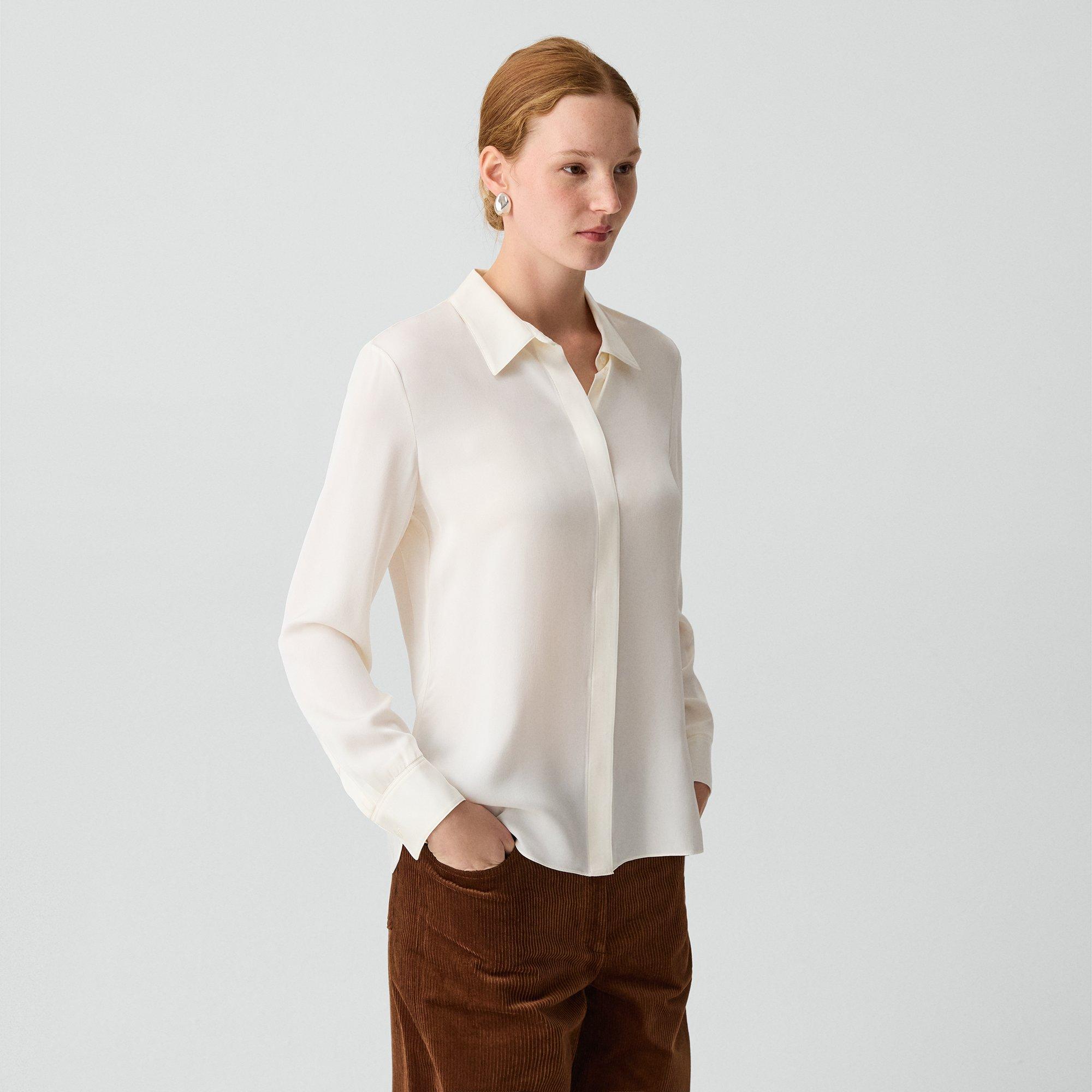 Fitted Shirt in Washable Silk Georgette