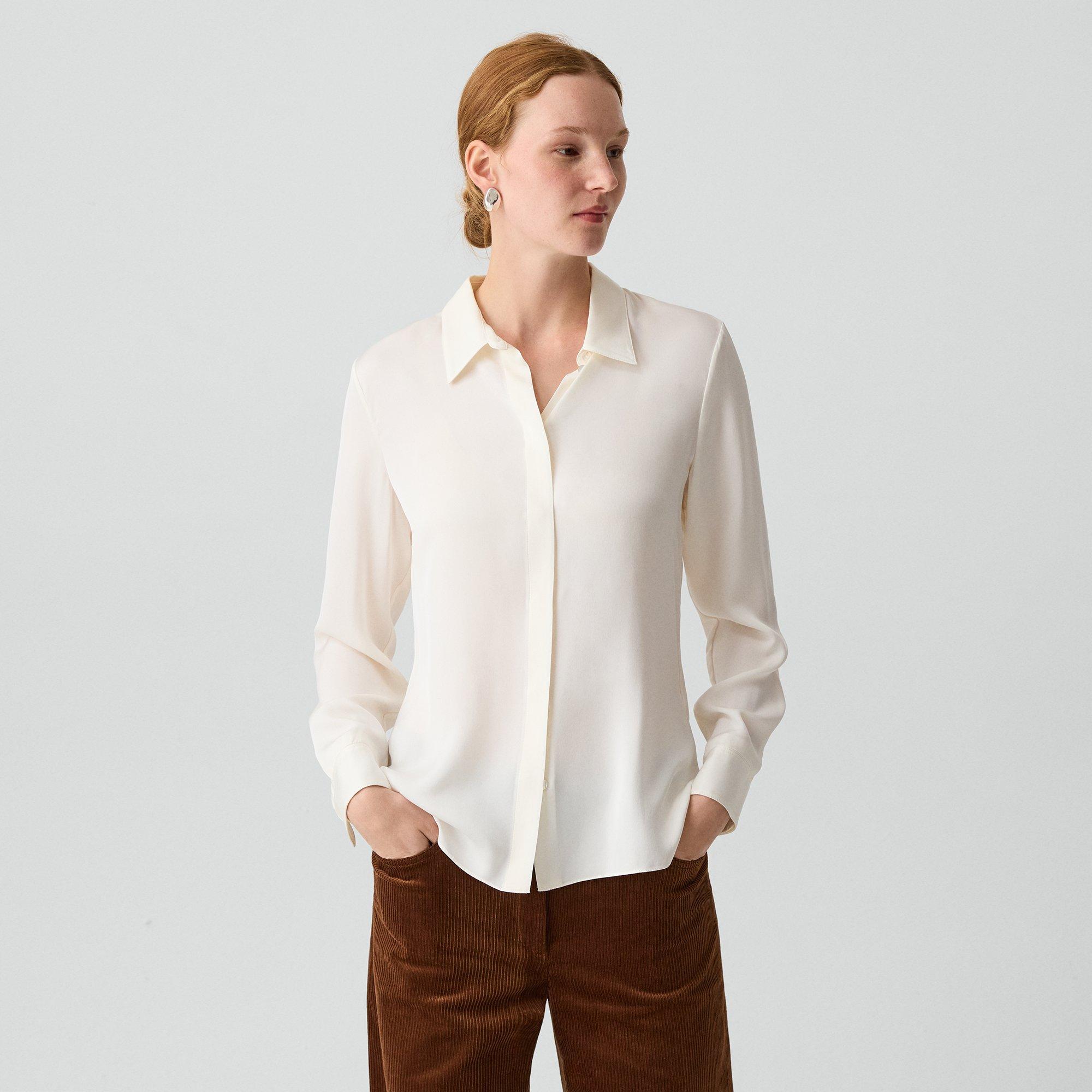Fitted Shirt in Washable Silk Georgette
