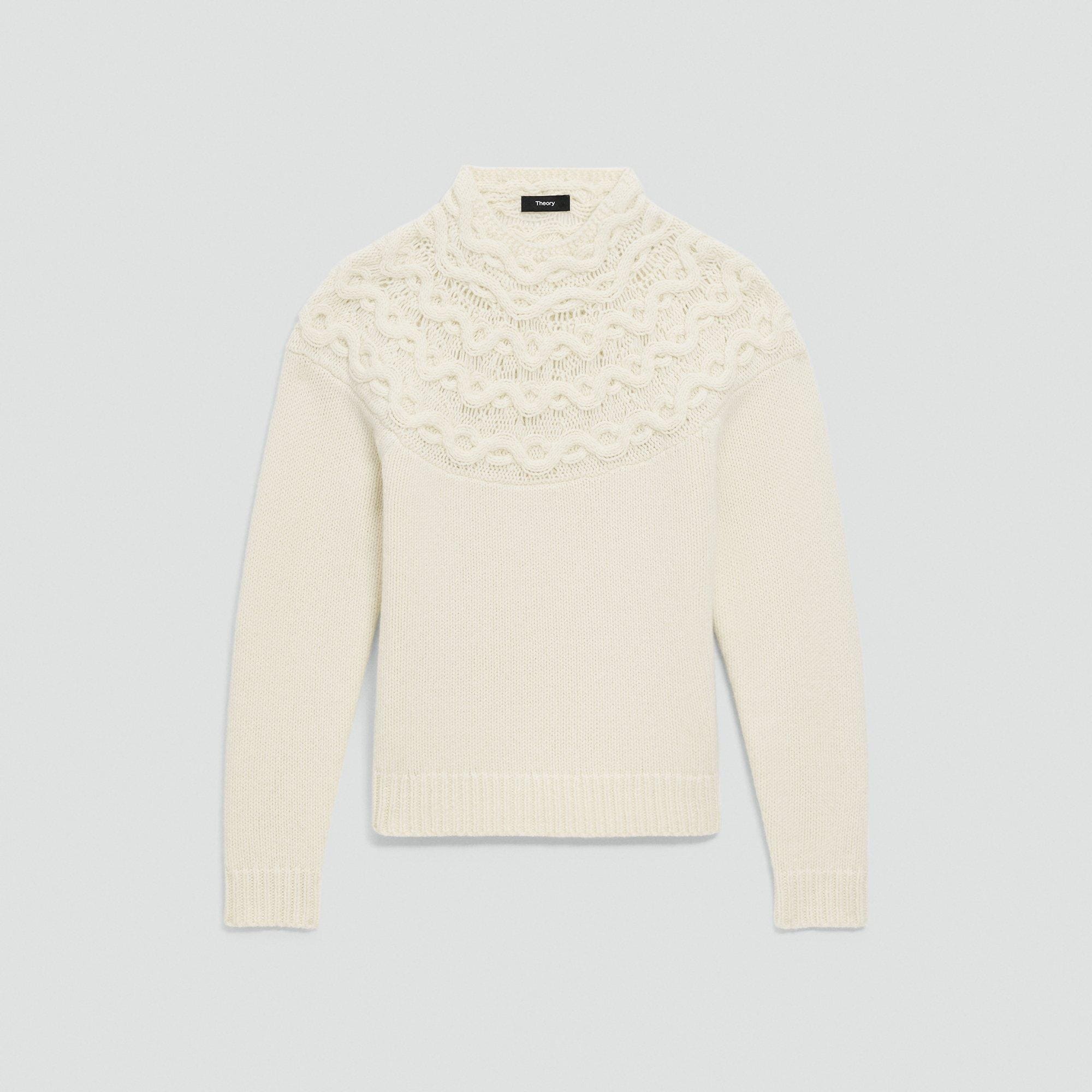 Cable-Knit Yoke Sweater in Felted Wool-Cashmere