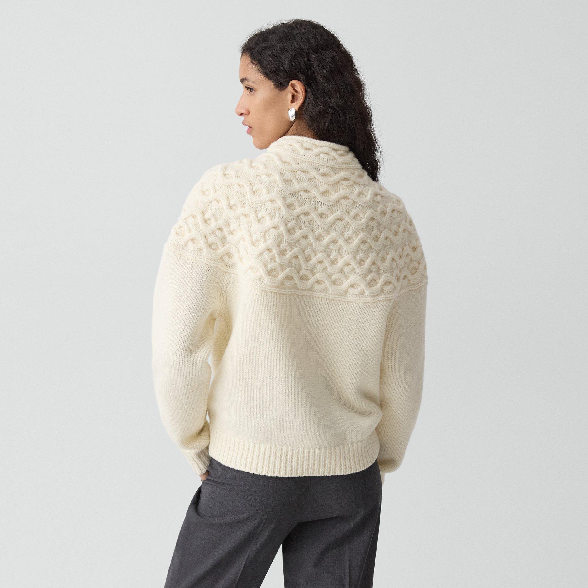 Cable-Knit Yoke Sweater in Felted Wool-Cashmere