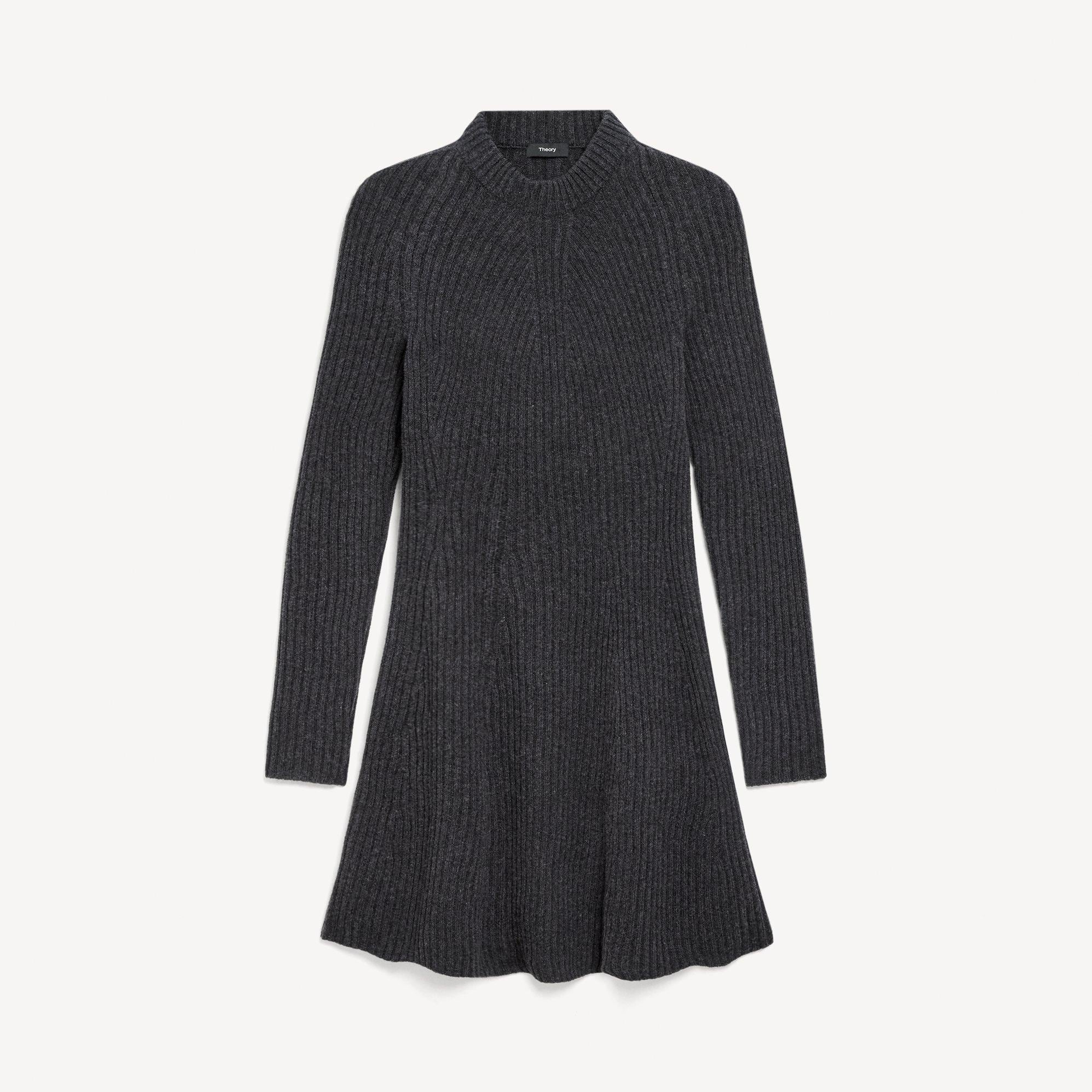Ribbed Sweater Dress in Felted Wool-Cashmere