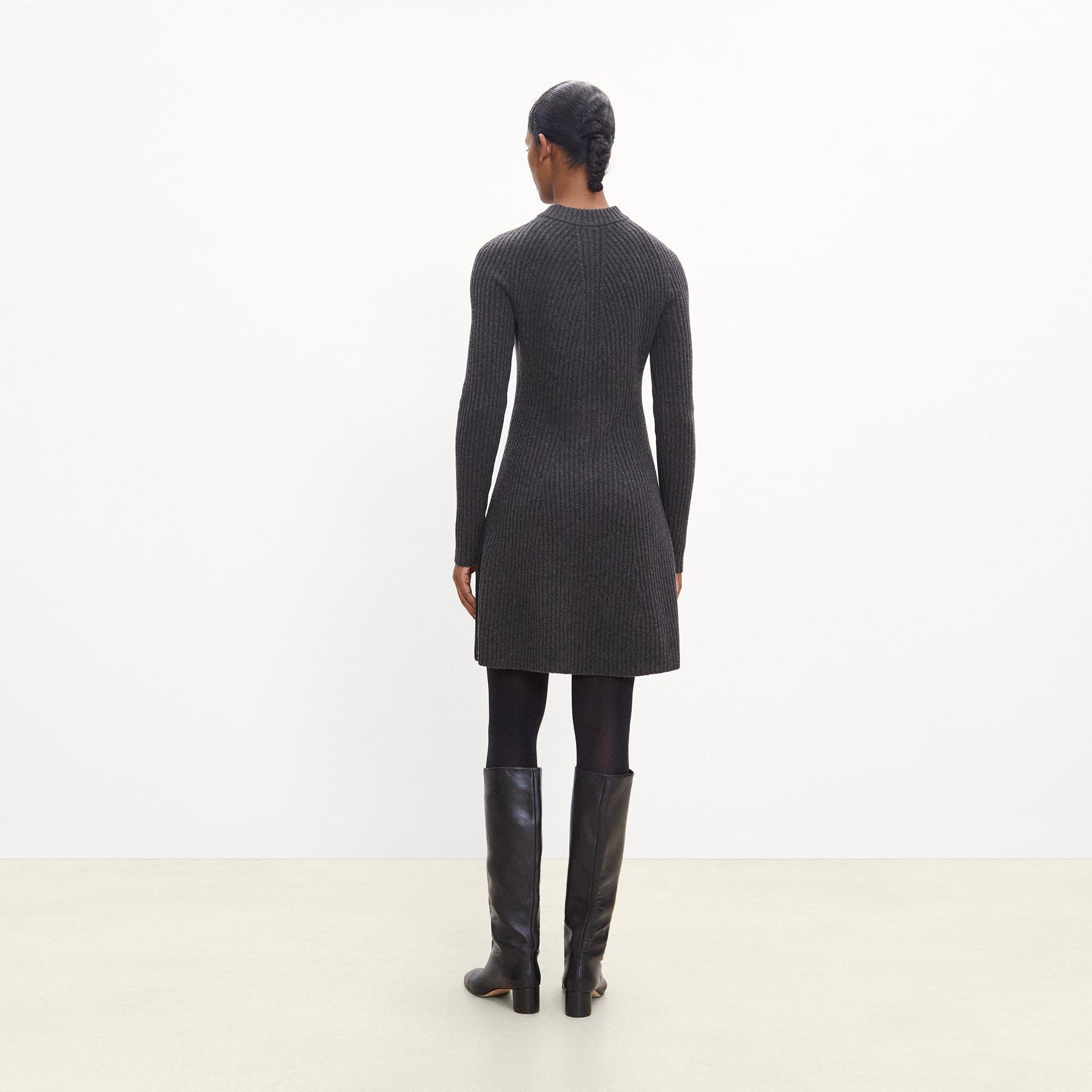 Ribbed Sweater Dress in Felted Wool-Cashmere
