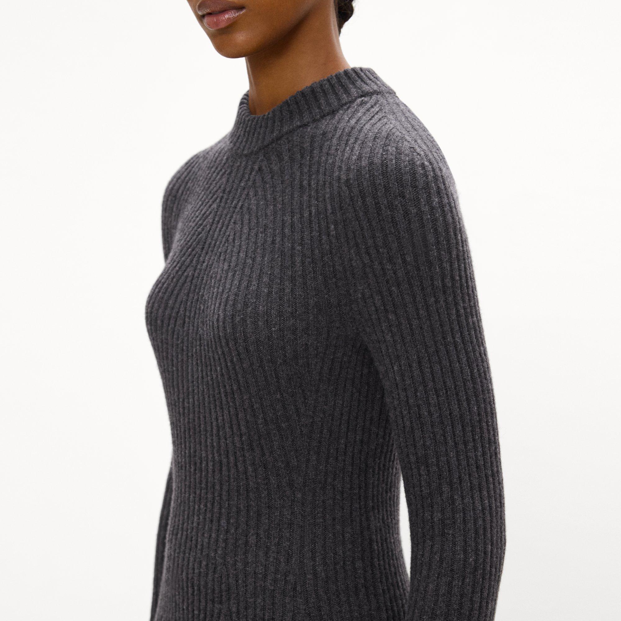 Ribbed Sweater Dress in Felted Wool-Cashmere