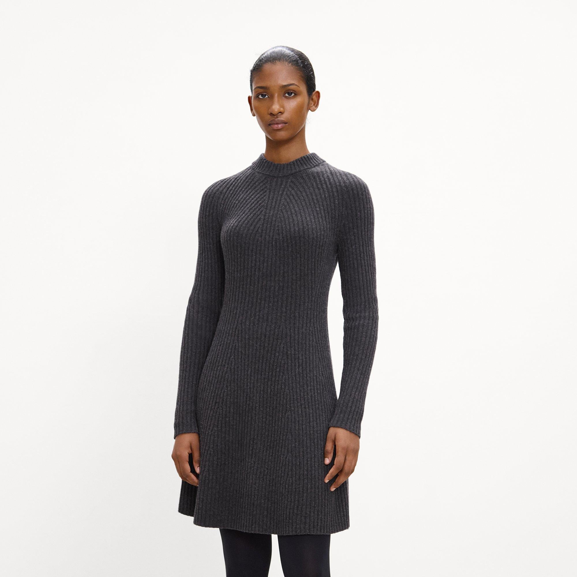 Ribbed Sweater Dress in Felted Wool-Cashmere