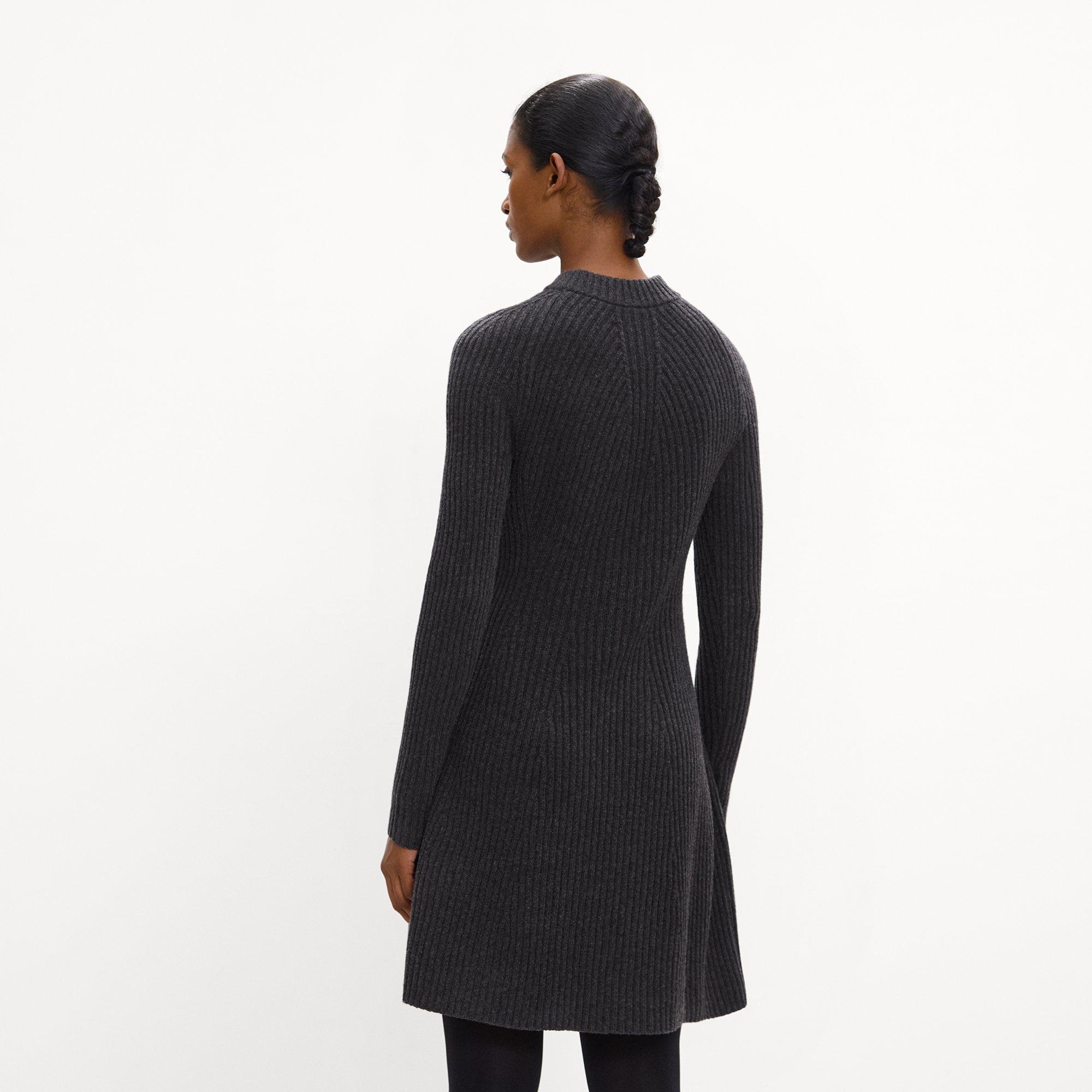 Ribbed Sweater Dress in Felted Wool-Cashmere