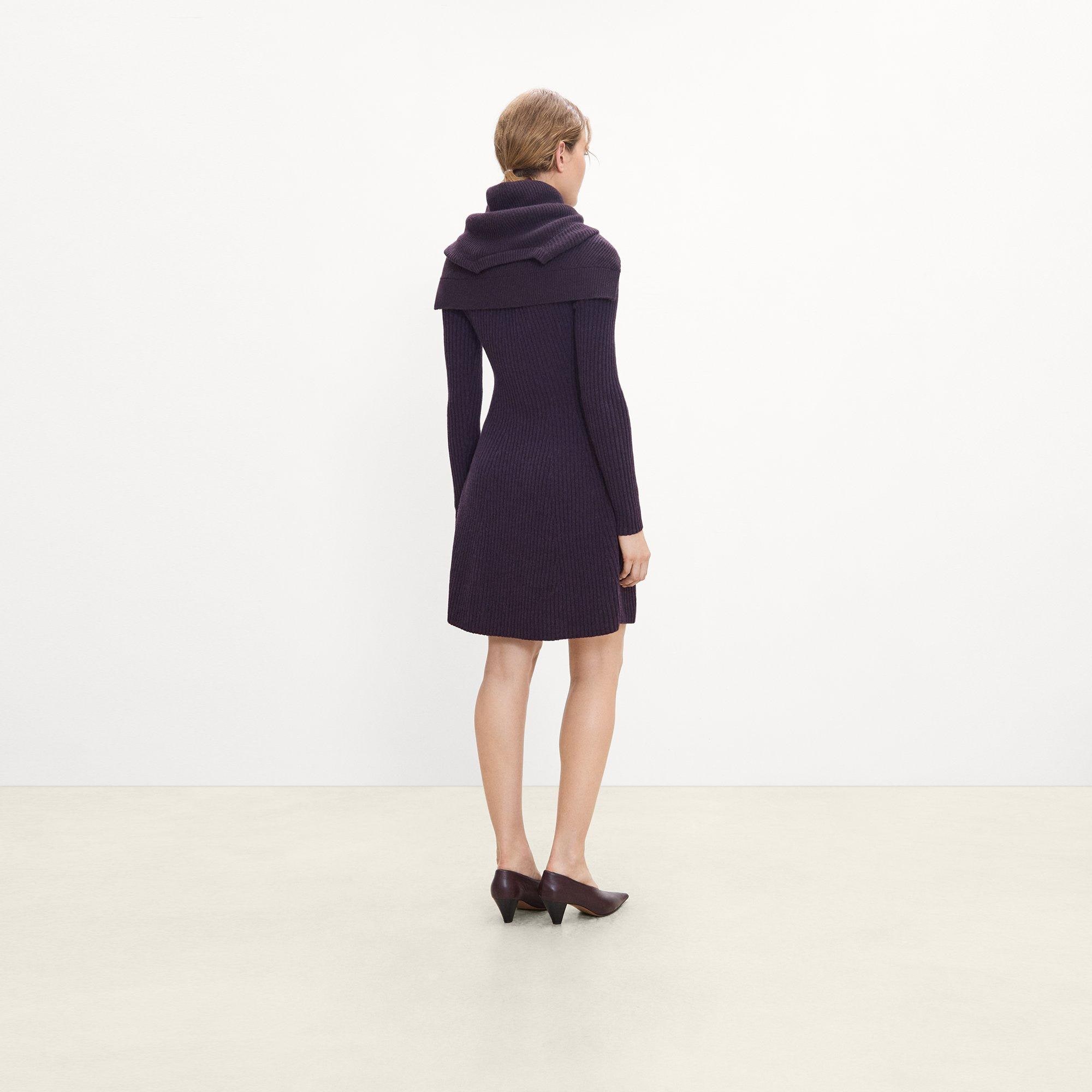 Ribbed Sweater Dress in Felted Wool-Cashmere