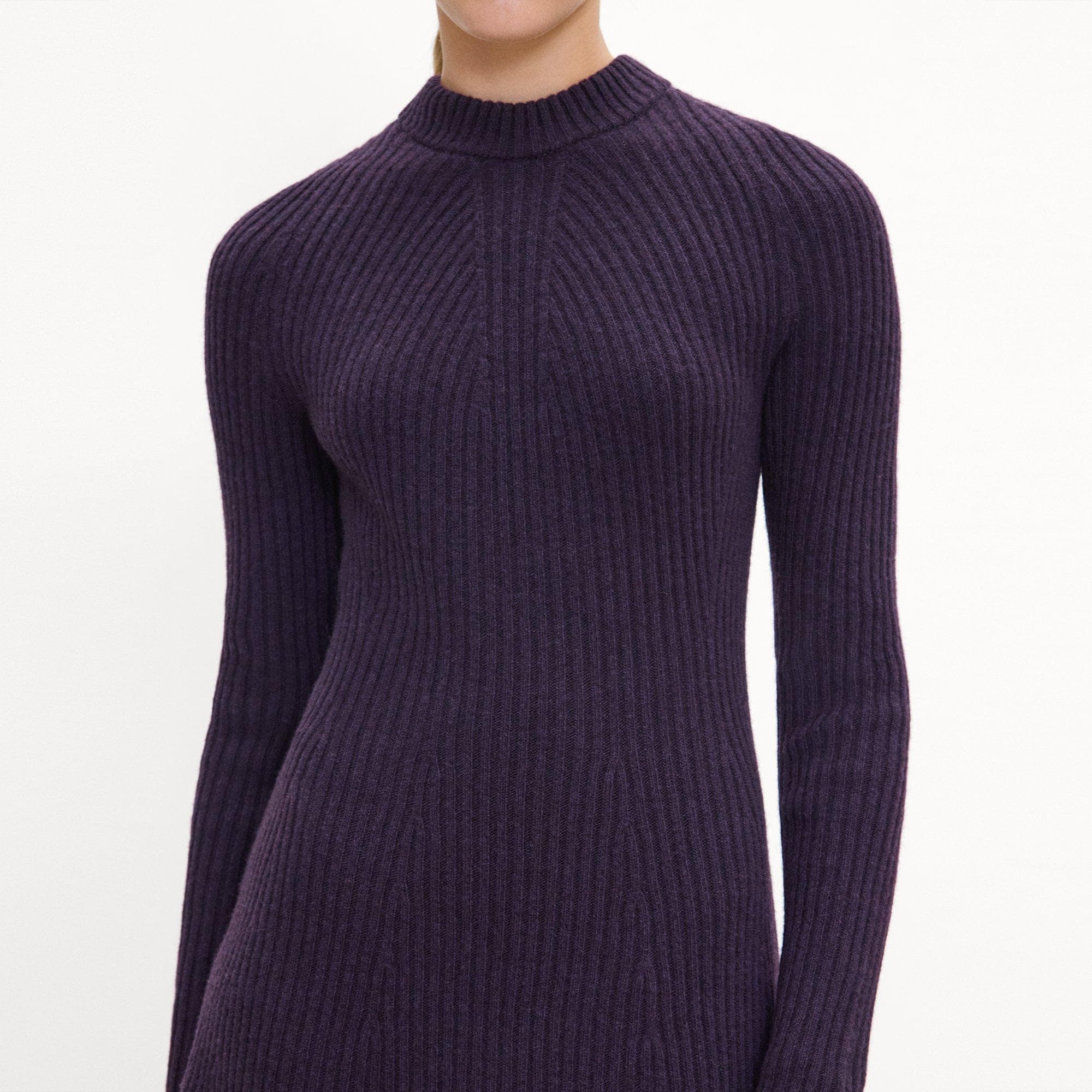 Ribbed Sweater Dress in Felted Wool-Cashmere