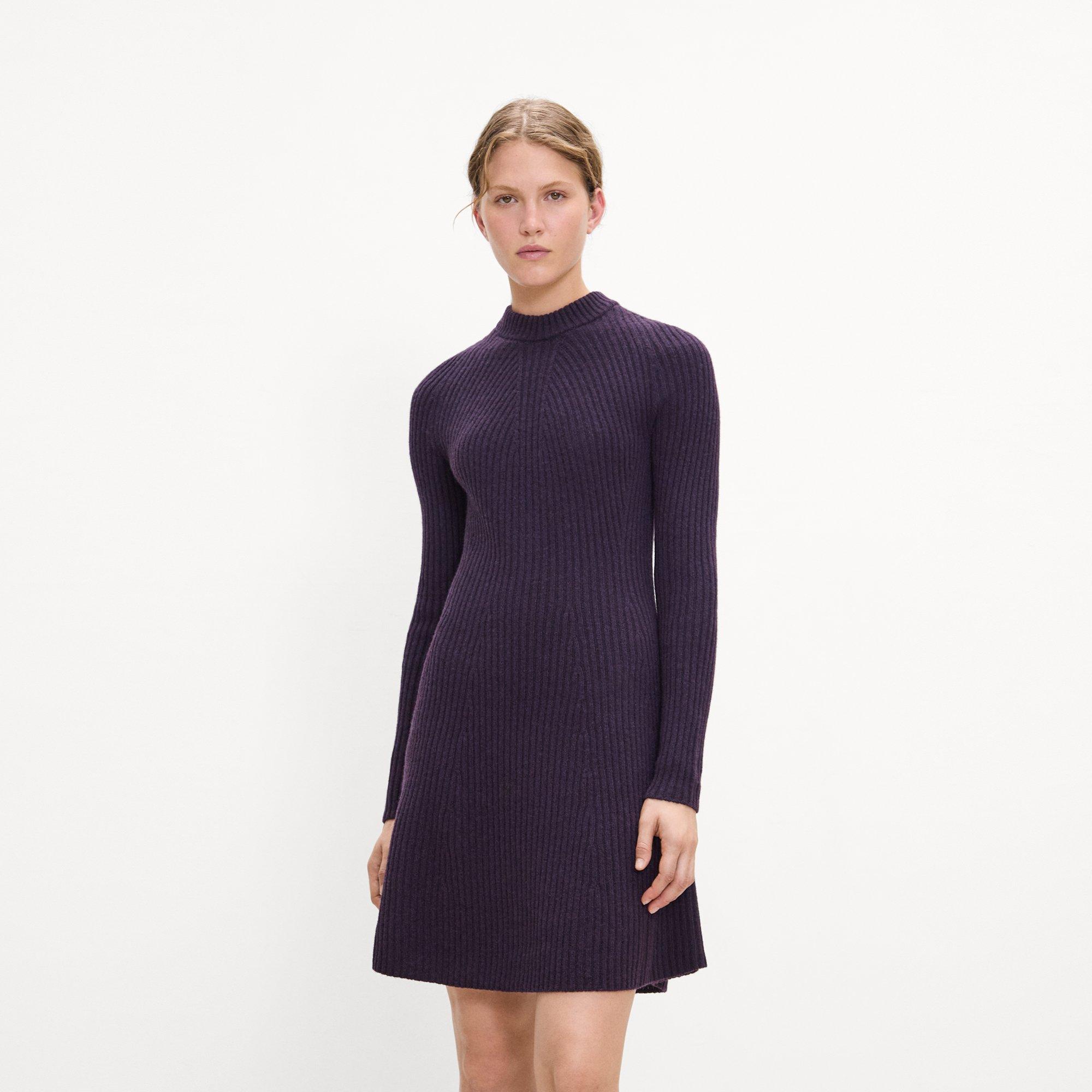 Ribbed Sweater Dress in Felted Wool-Cashmere