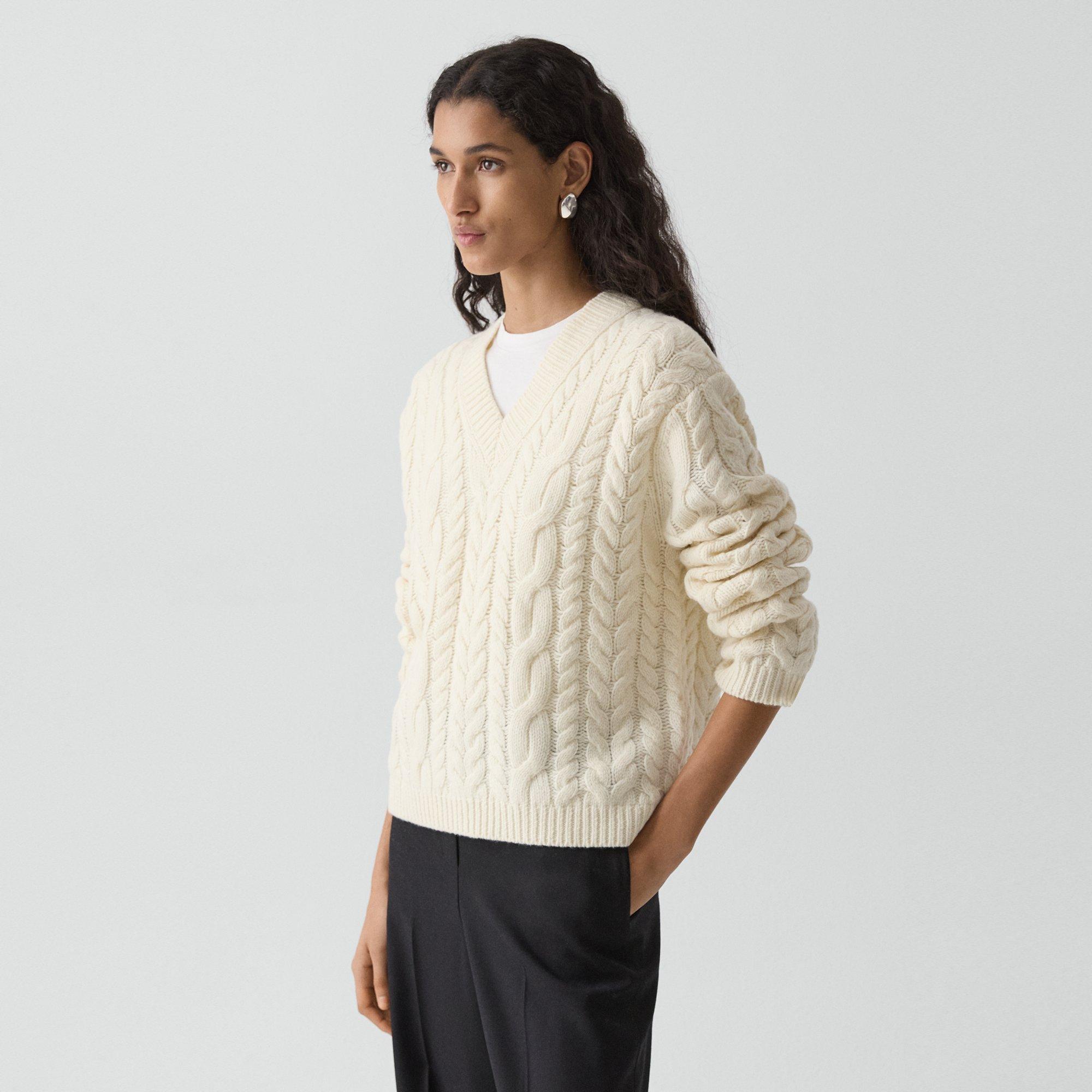 Cable-Knit Sweater in Felted Wool-Cashmere
