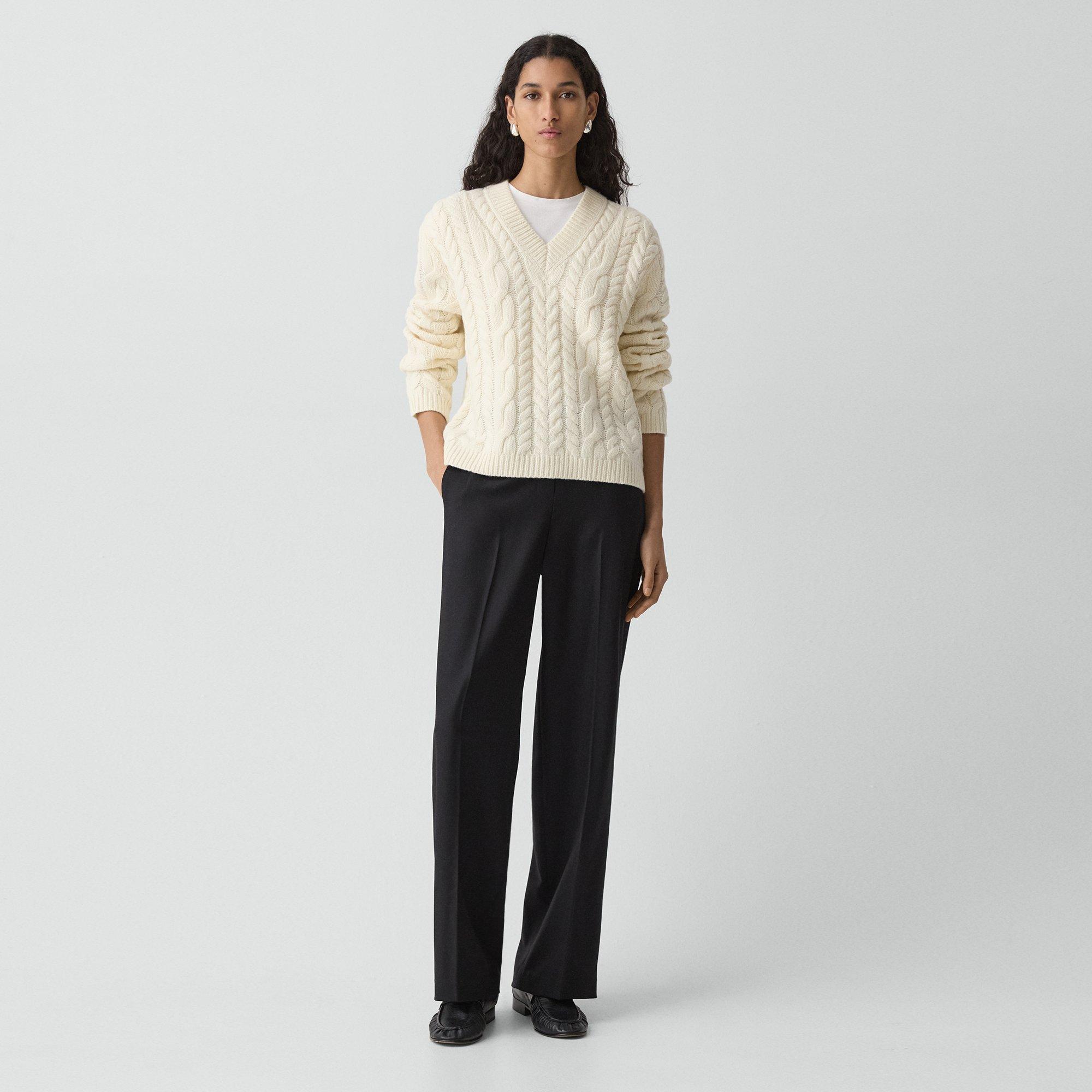 Cable-Knit Sweater in Felted Wool-Cashmere