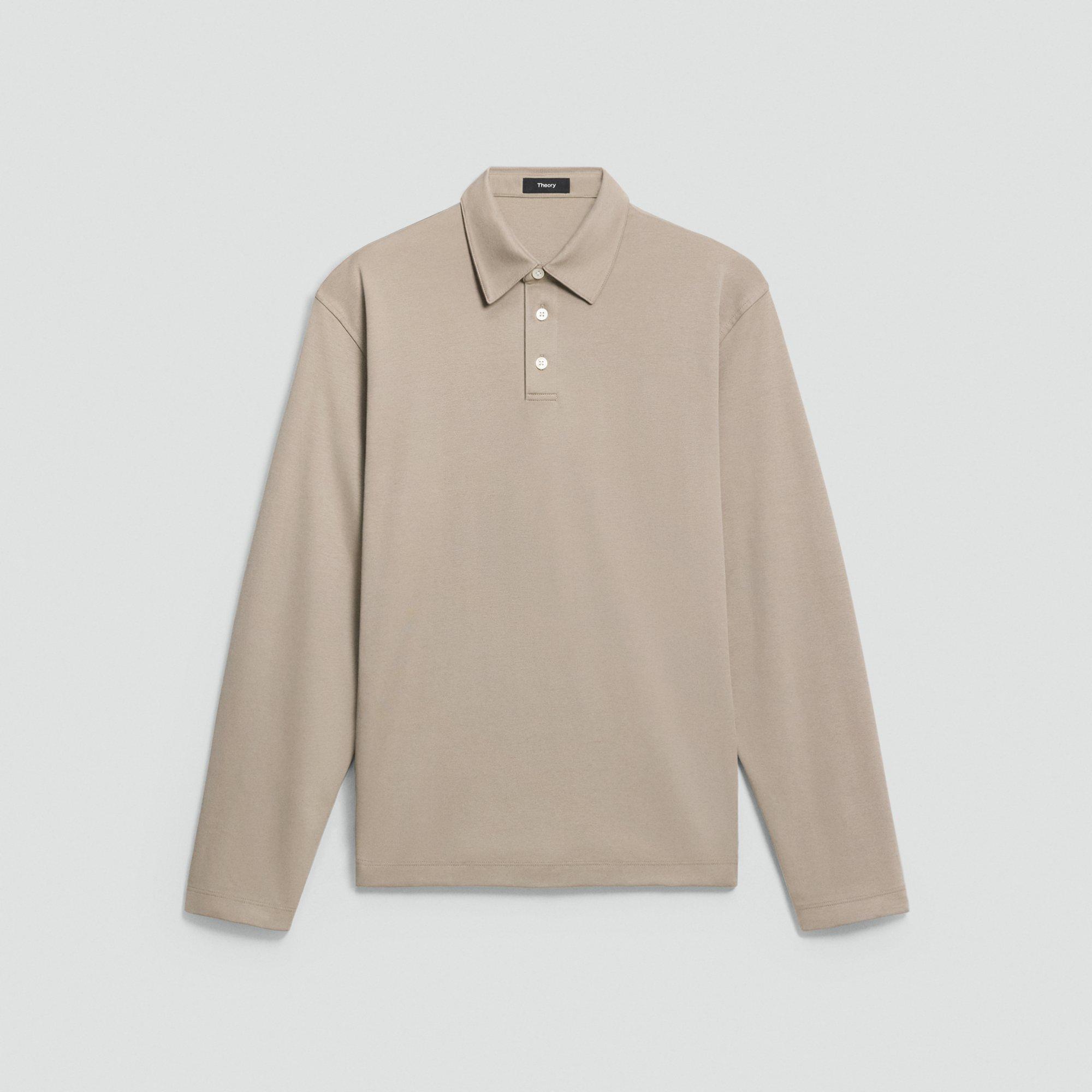 Relaxed Long-Sleeve Polo Shirt in Cotton Jersey