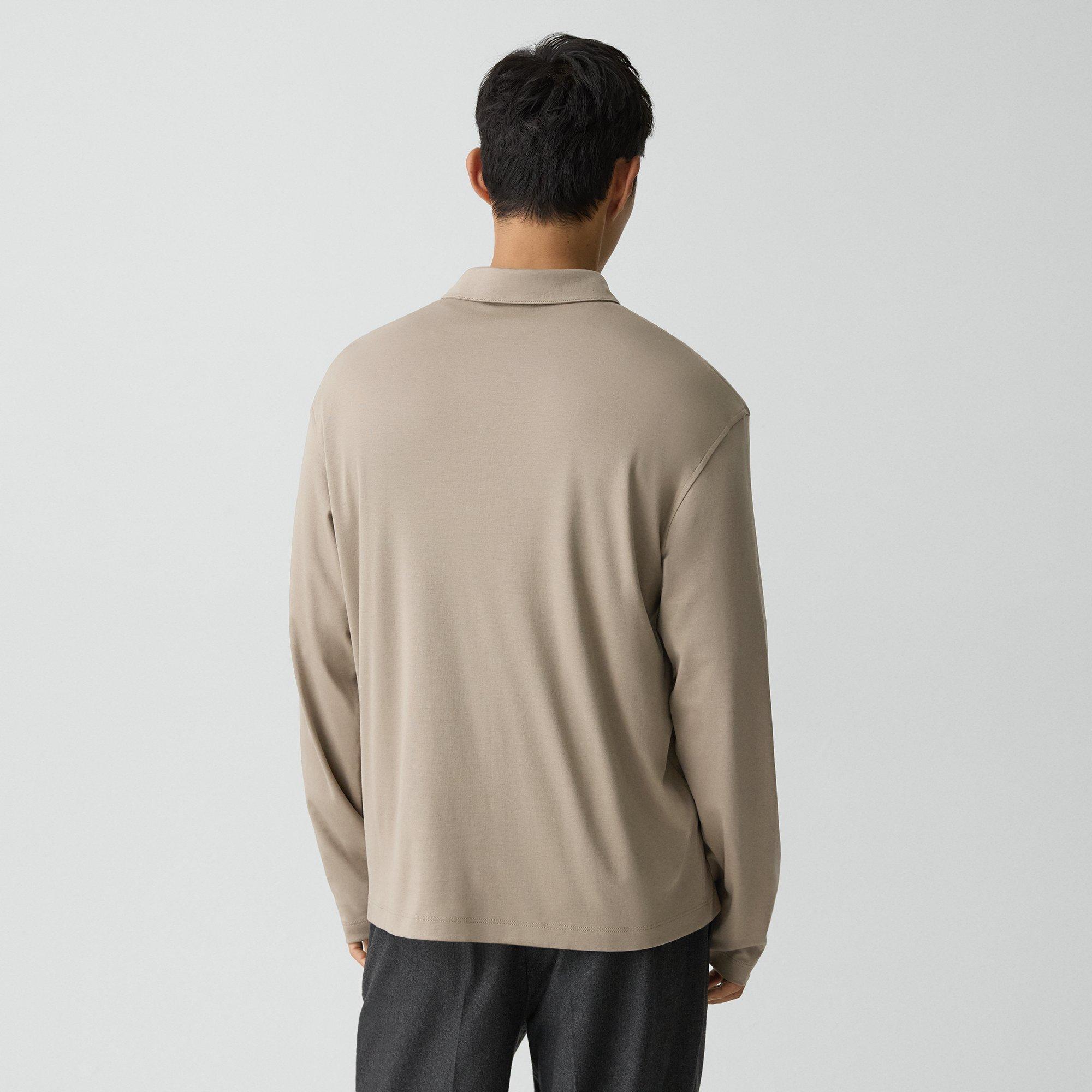 Relaxed Long-Sleeve Polo Shirt in Cotton Jersey