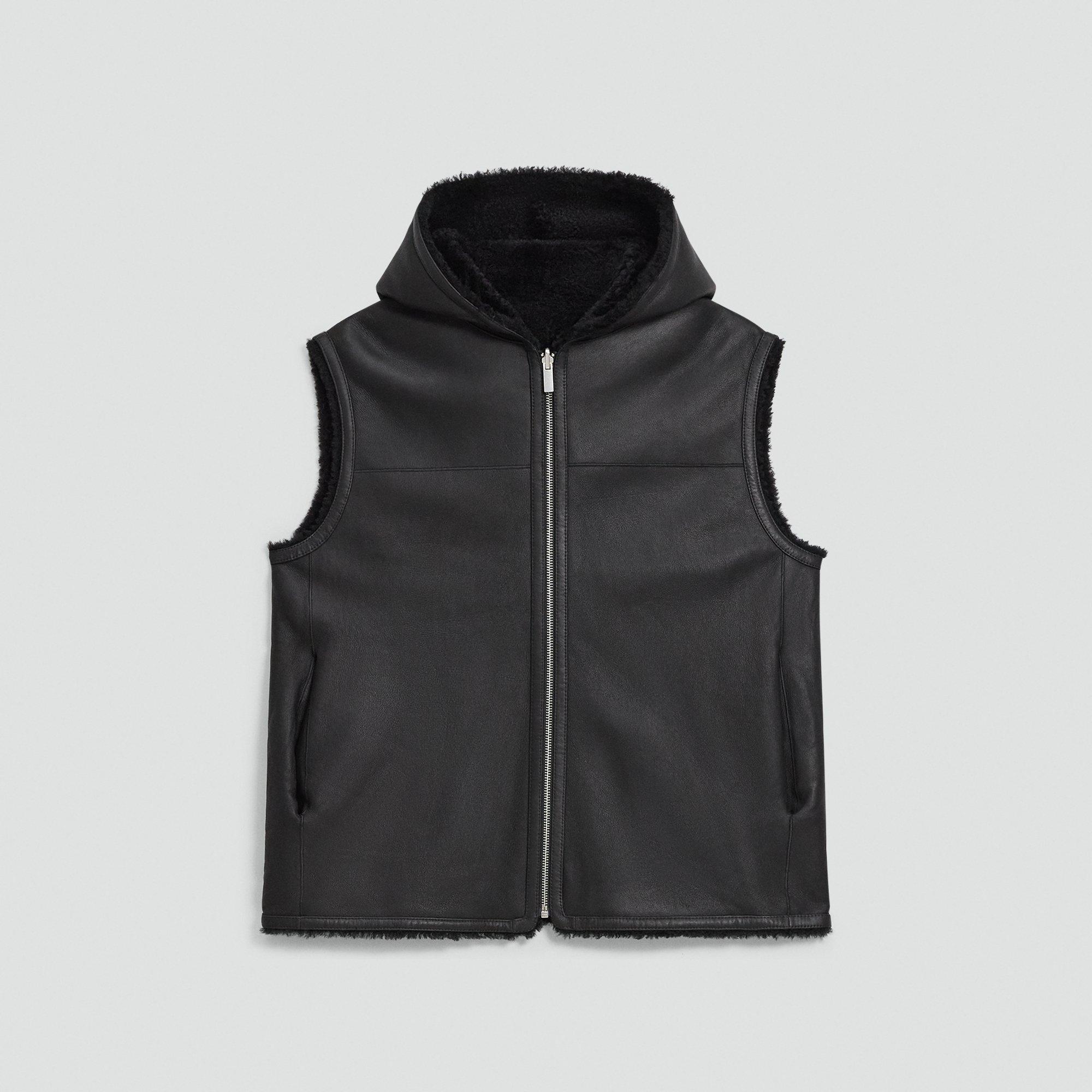 Hooded Vest in Shearling