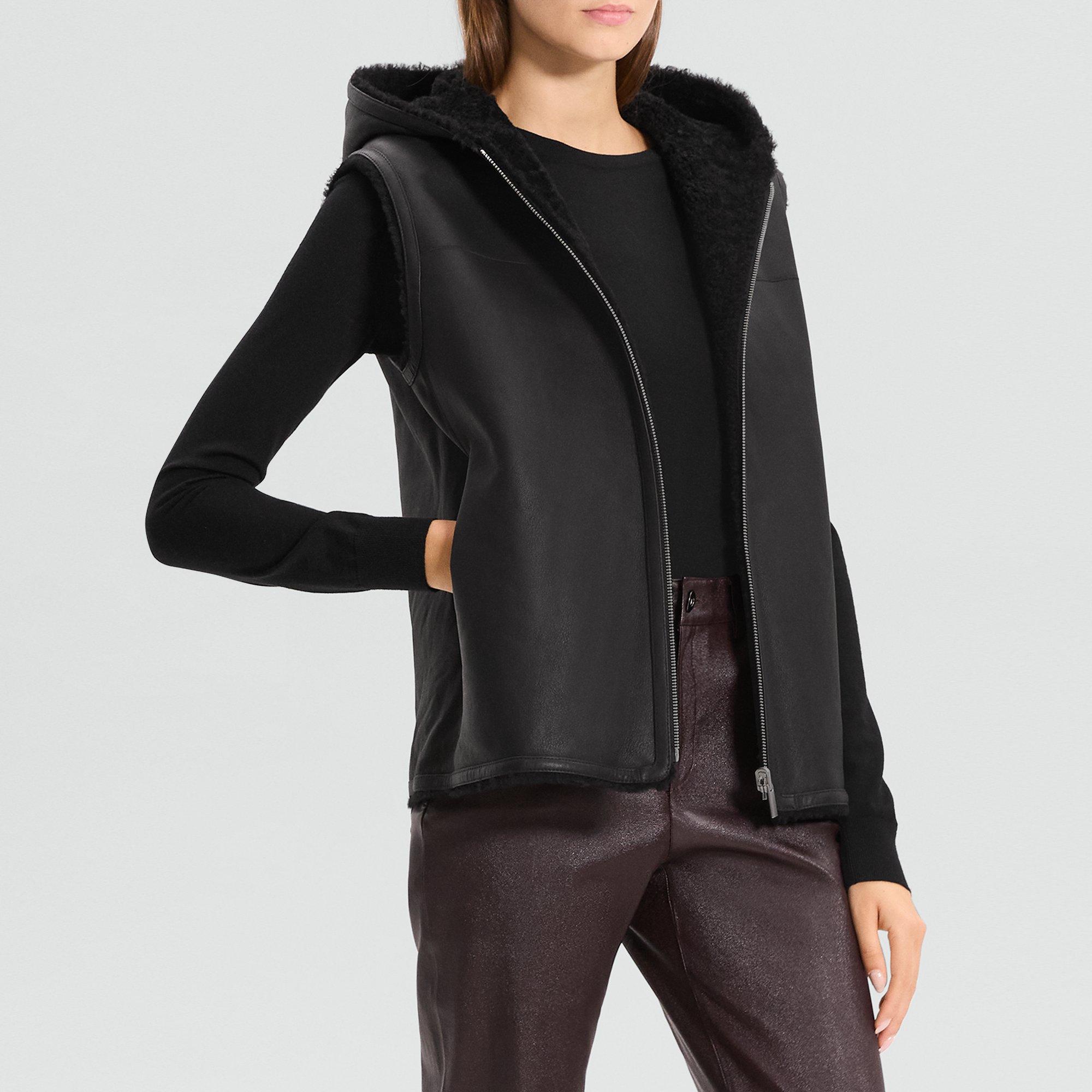 Hooded Vest in Shearling