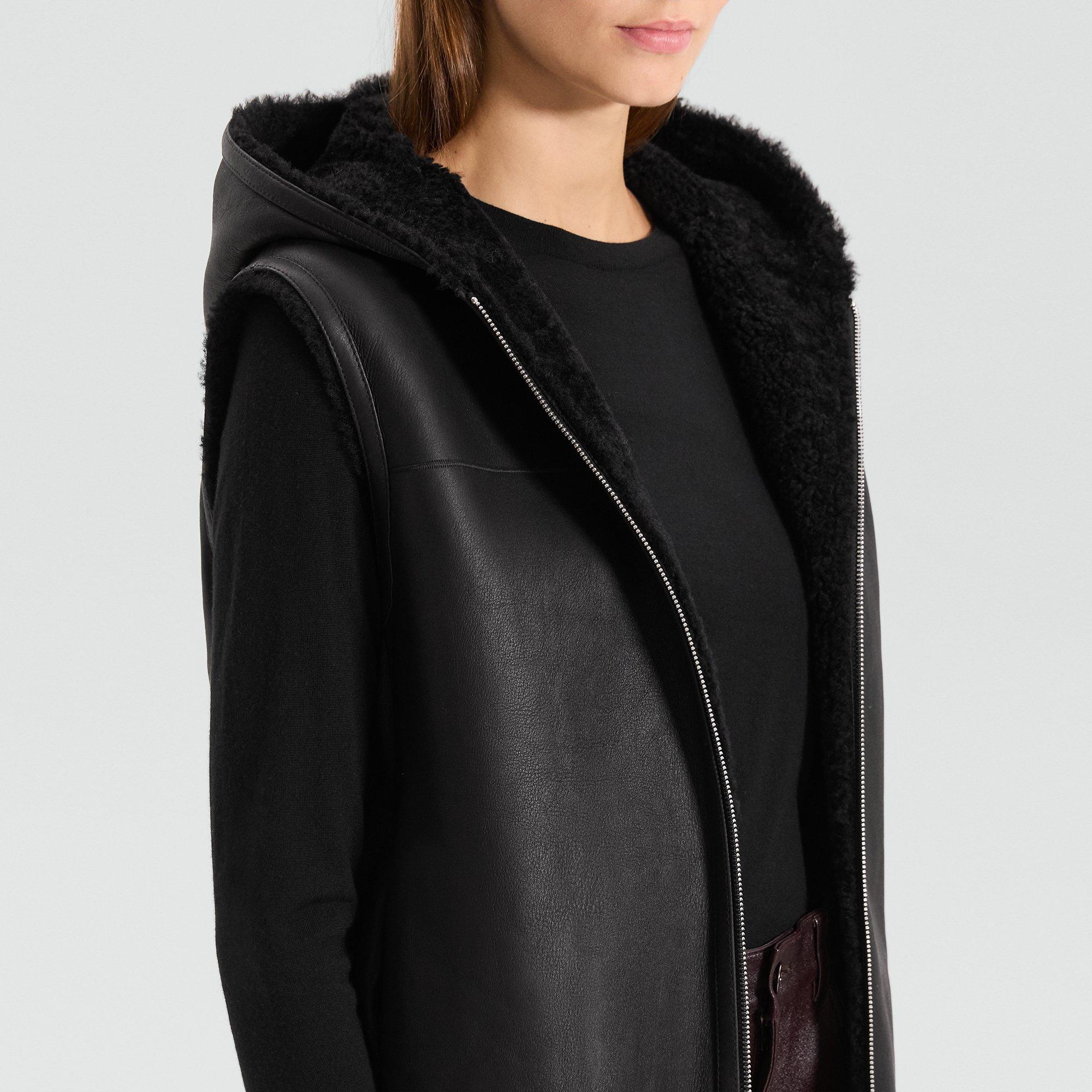 Hooded Vest in Shearling