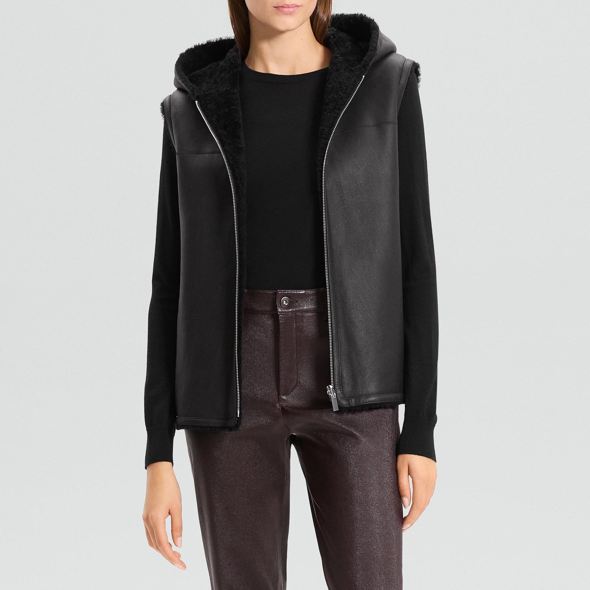 Hooded Vest in Shearling