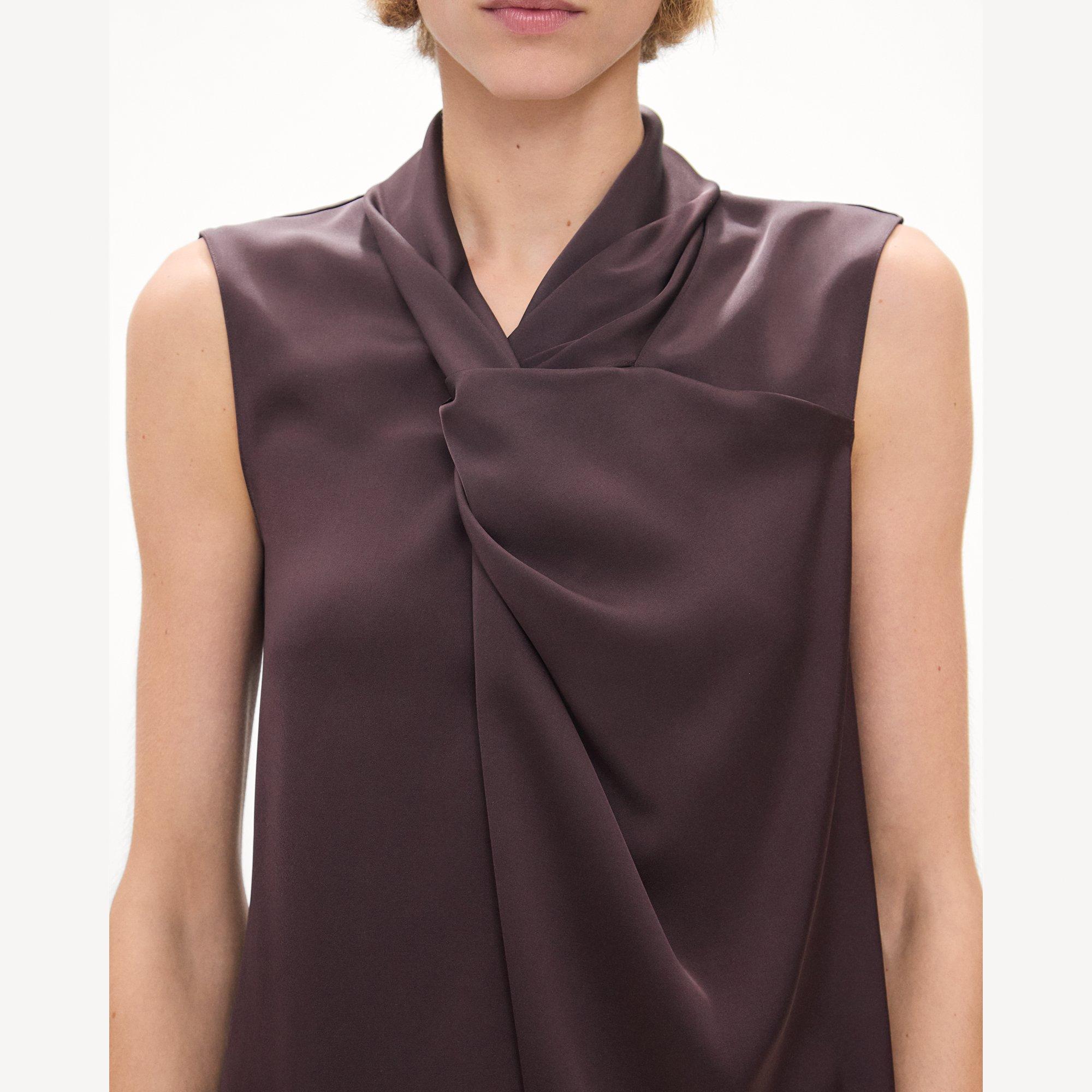Twisted Split Blouse in Satin
