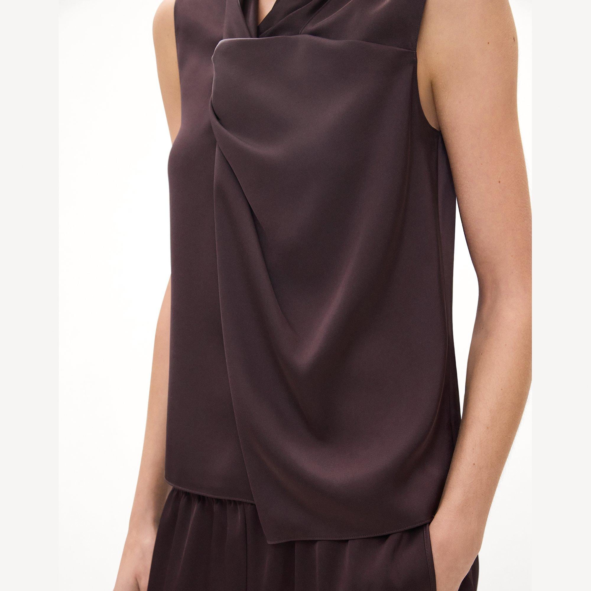 Twisted Split Blouse in Satin