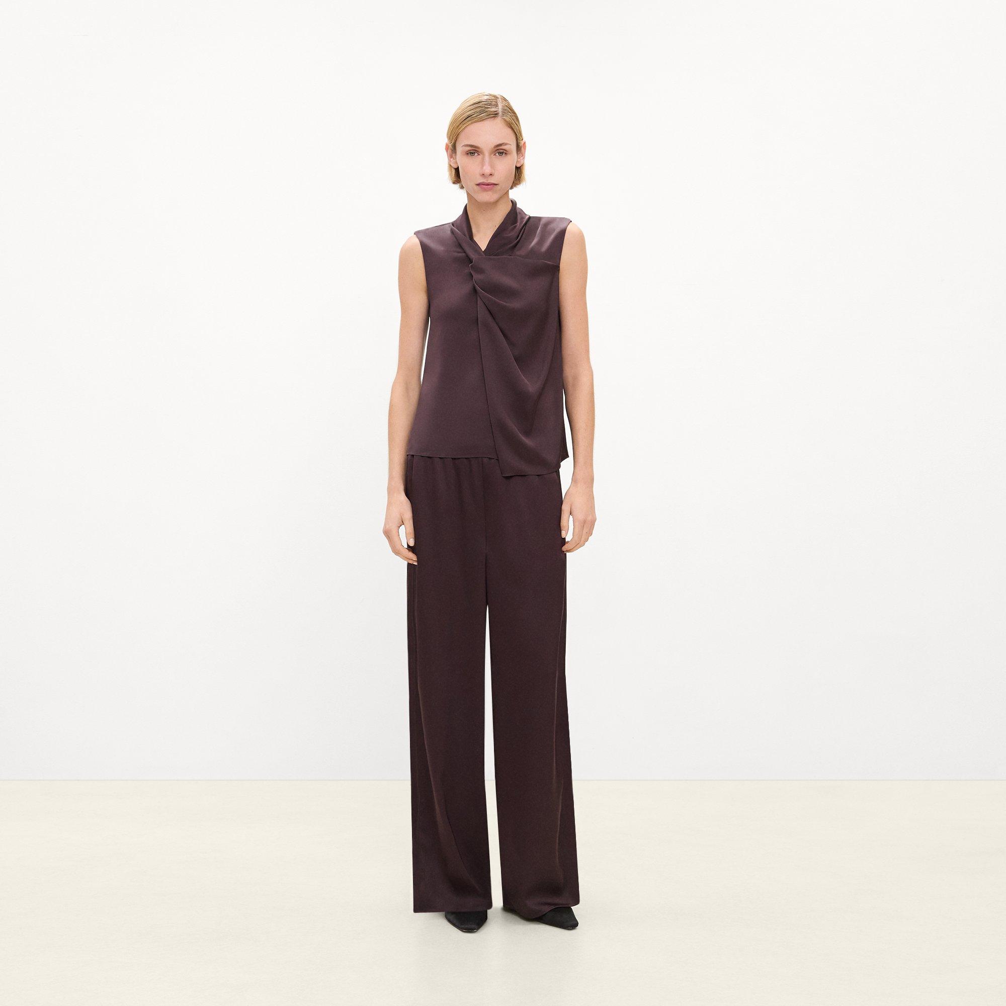 Twisted Split Blouse in Satin