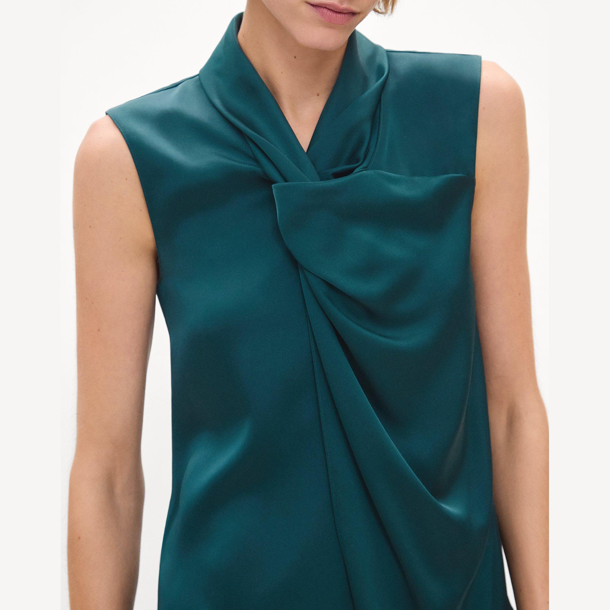 Twisted Split Blouse in Satin