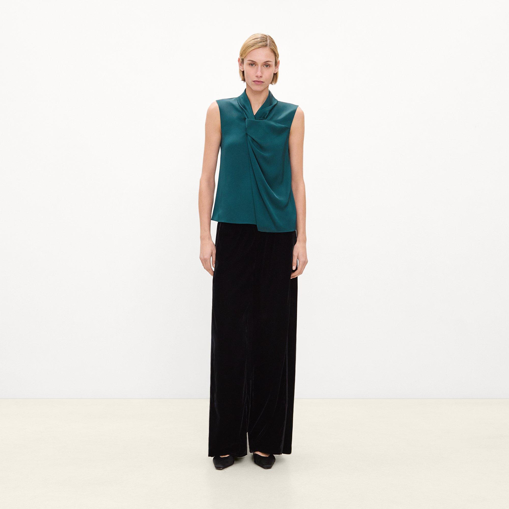 Twisted Split Blouse in Satin