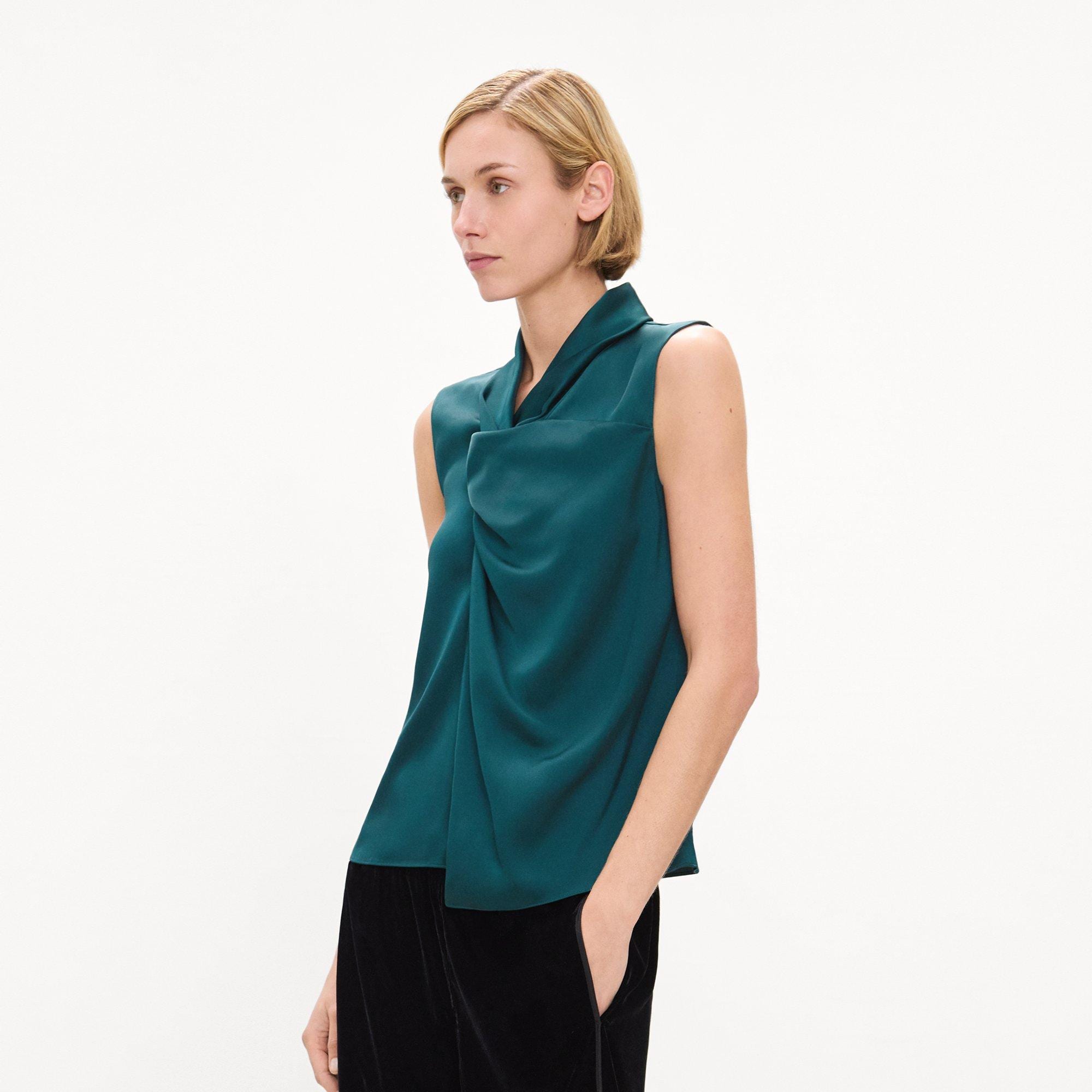 Twisted Split Blouse in Satin