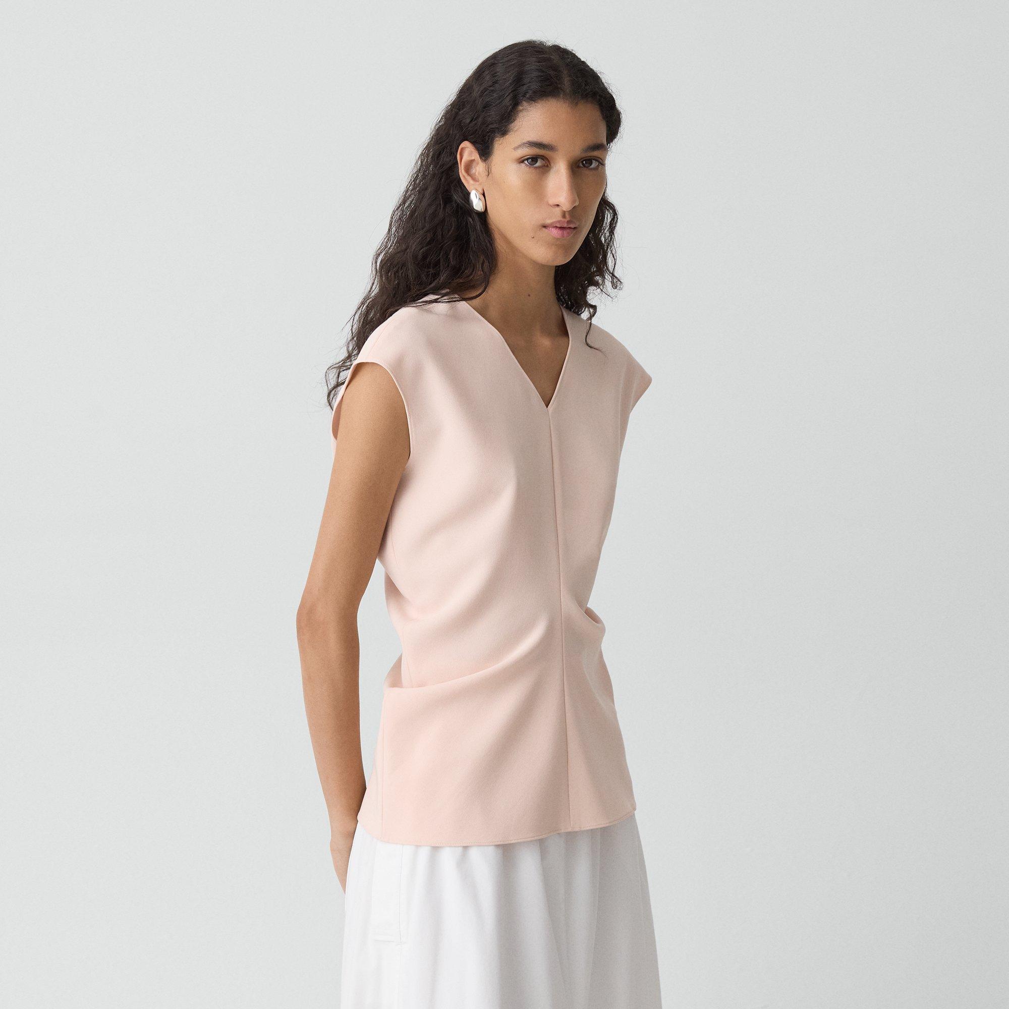 Draped V-Neck Top in Admiral Crepe