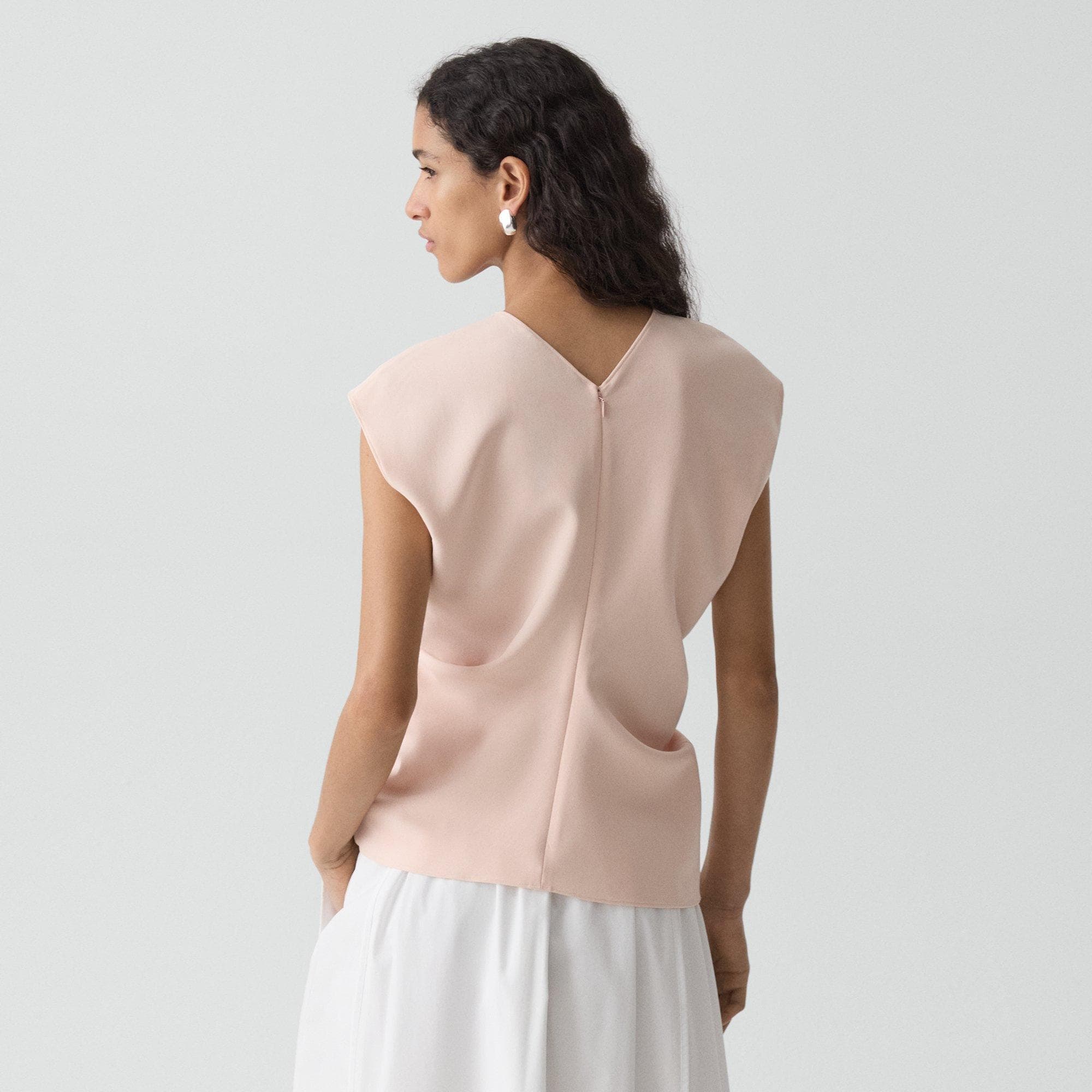Draped V-Neck Top in Admiral Crepe