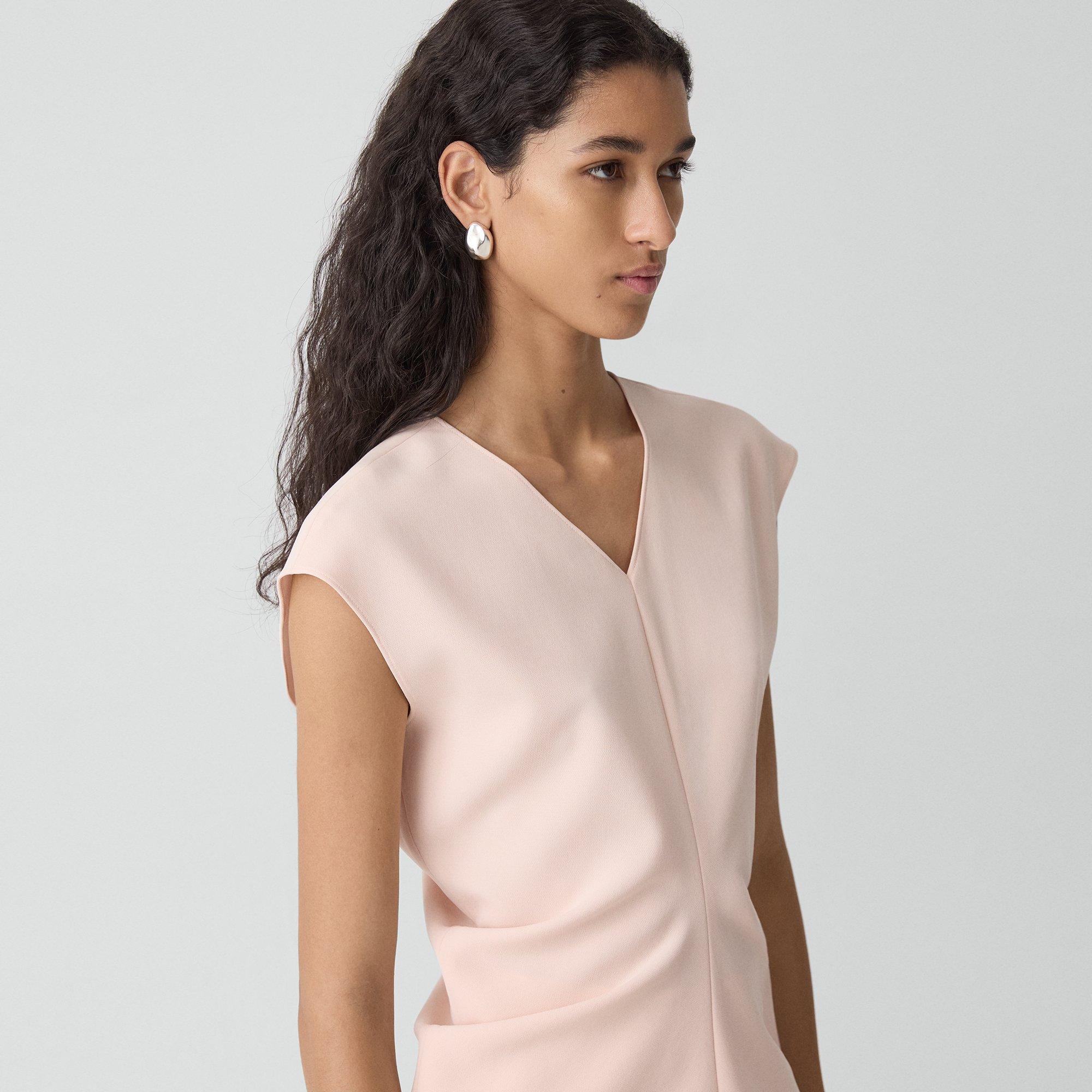 Draped V-Neck Top in Admiral Crepe