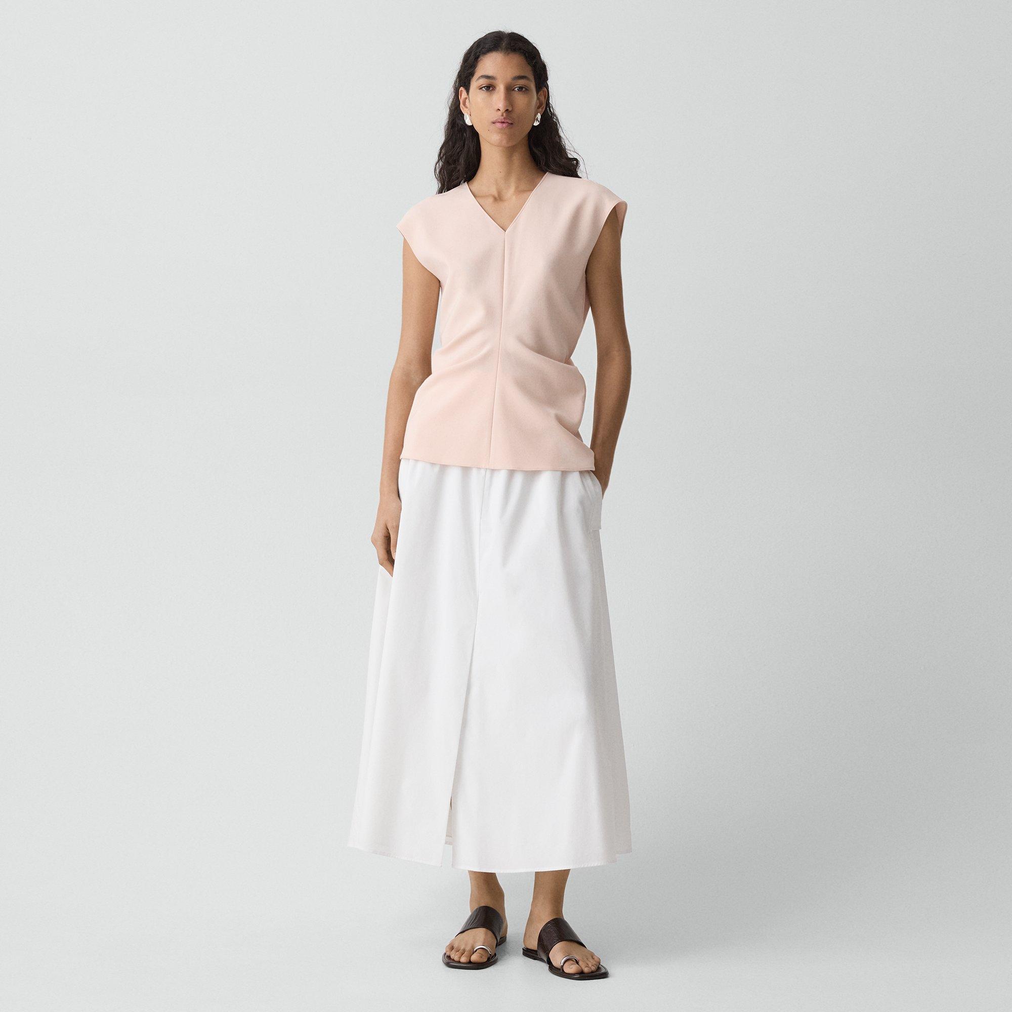 Draped V-Neck Top in Admiral Crepe